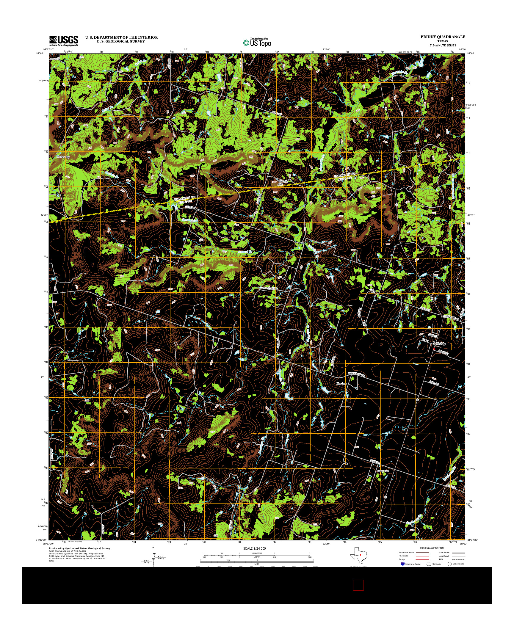 USGS US TOPO 7.5-MINUTE MAP FOR PRIDDY, TX 2012