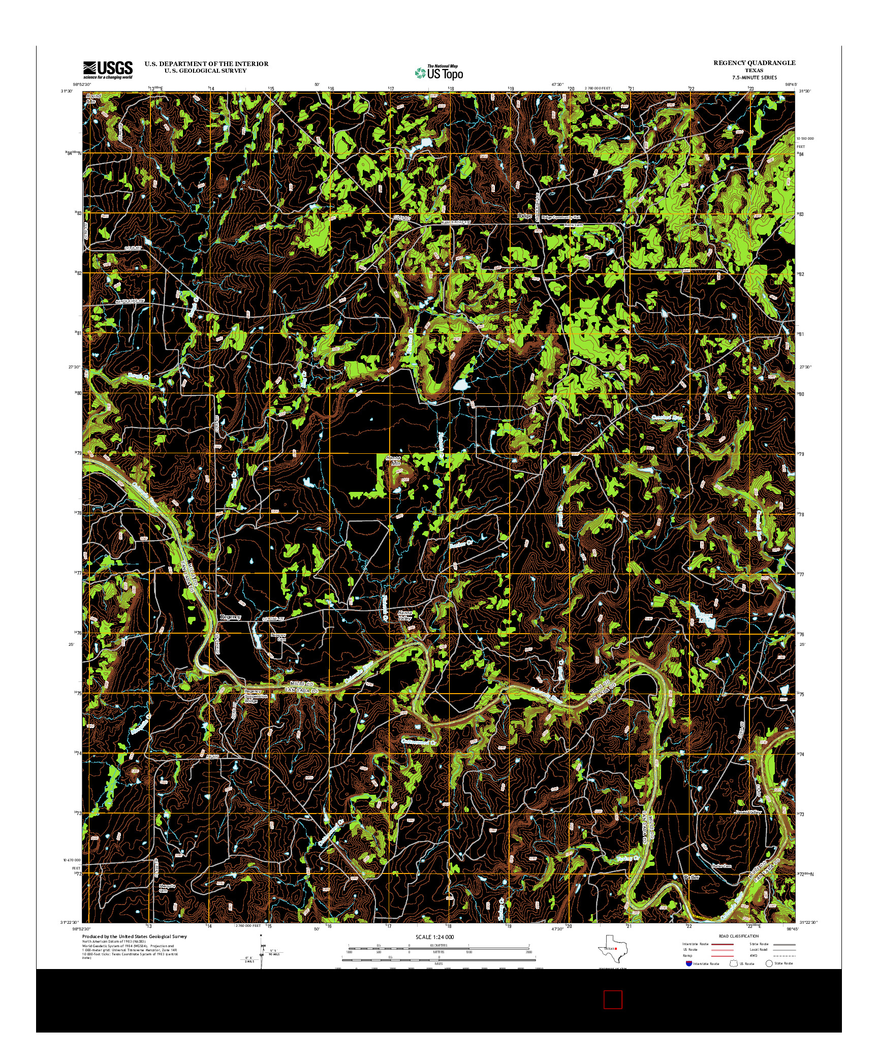 USGS US TOPO 7.5-MINUTE MAP FOR REGENCY, TX 2012