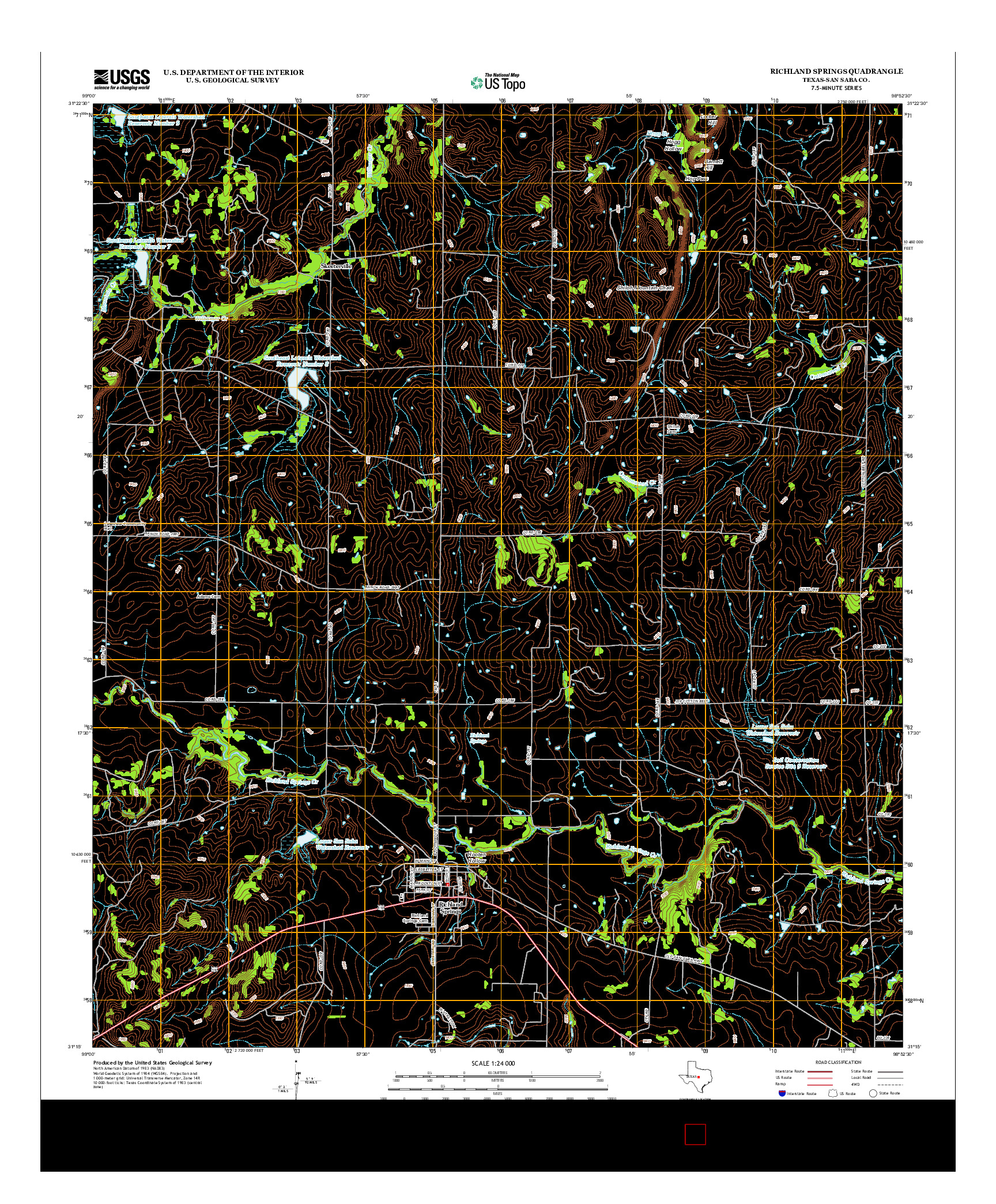 USGS US TOPO 7.5-MINUTE MAP FOR RICHLAND SPRINGS, TX 2012