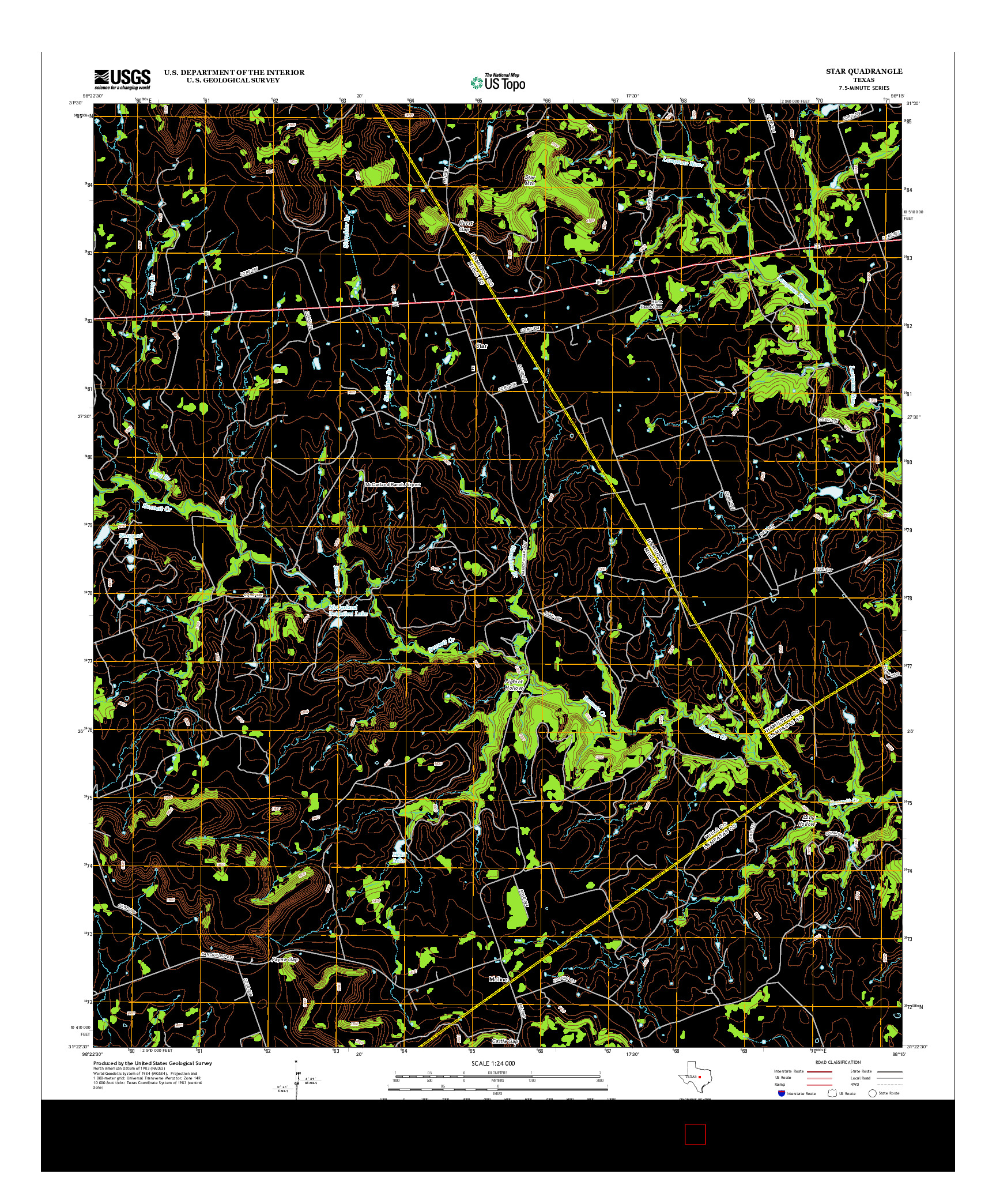 USGS US TOPO 7.5-MINUTE MAP FOR STAR, TX 2012