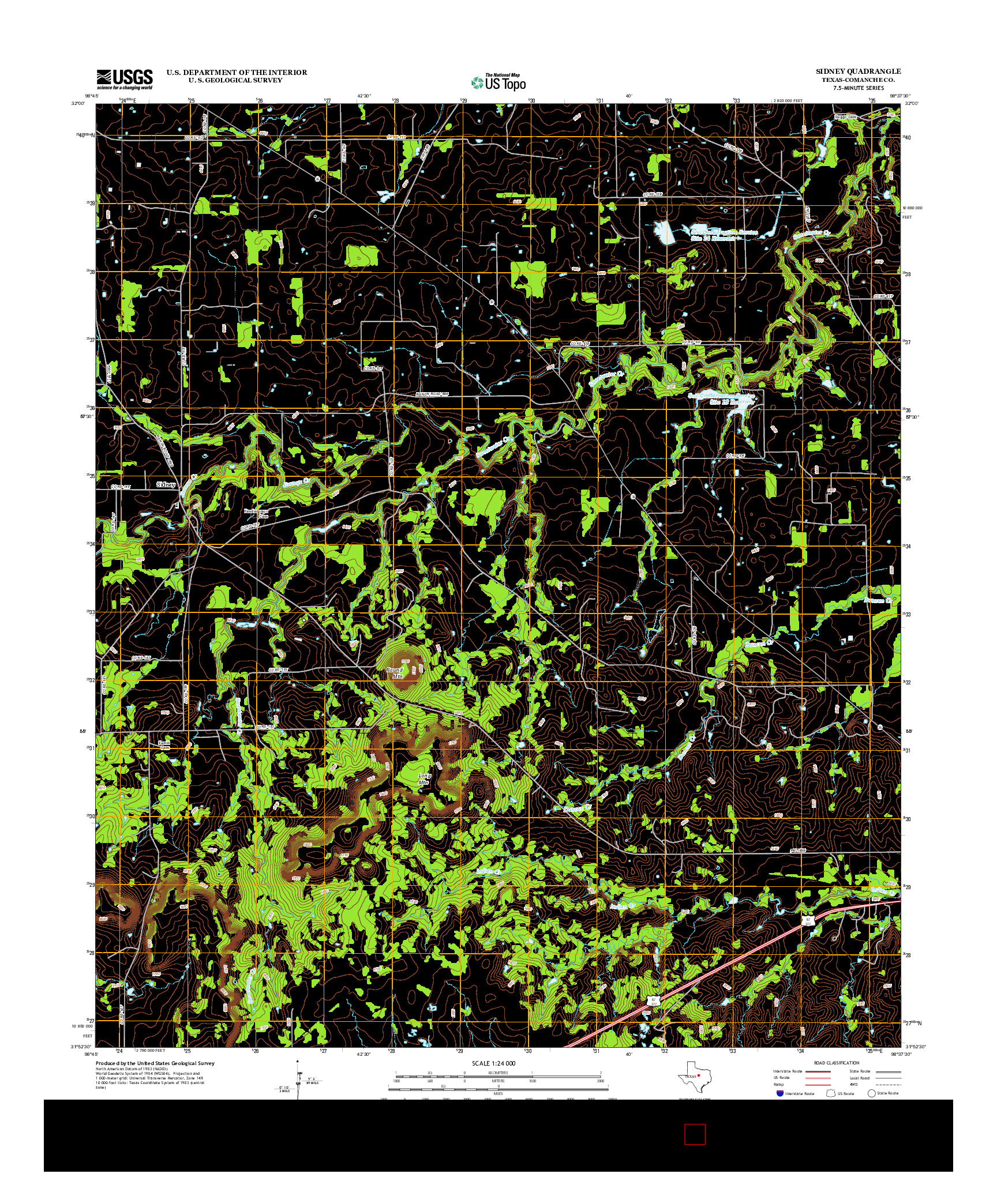 USGS US TOPO 7.5-MINUTE MAP FOR SIDNEY, TX 2012