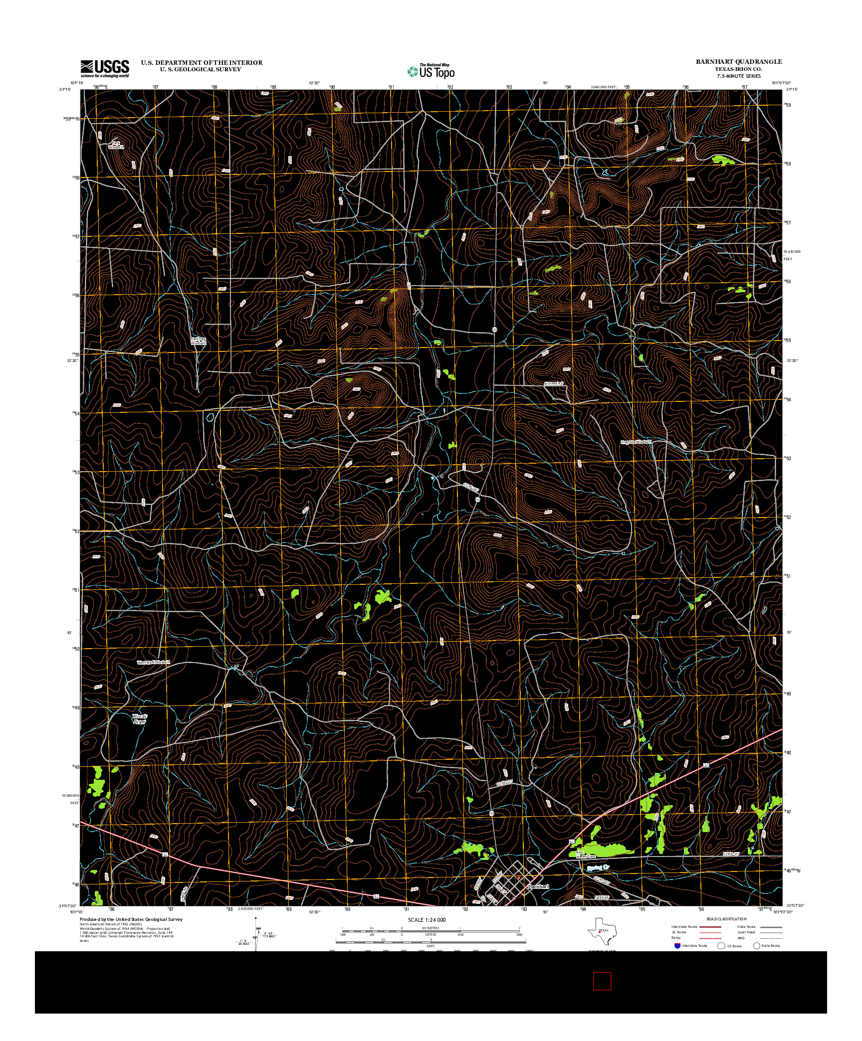 USGS US TOPO 7.5-MINUTE MAP FOR BARNHART, TX 2012