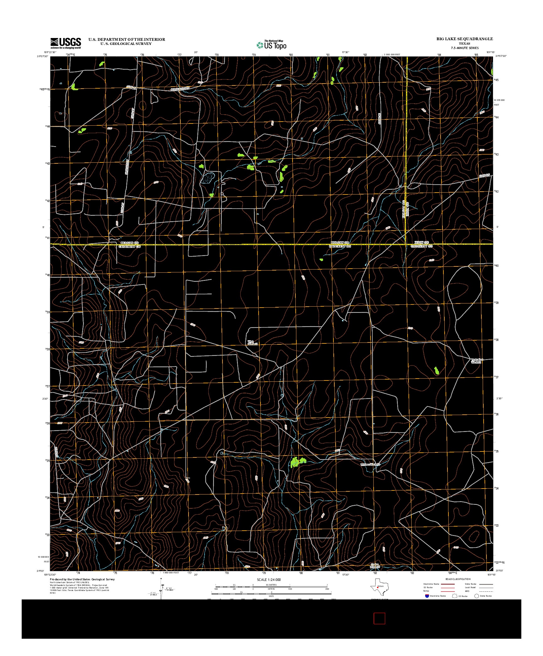 USGS US TOPO 7.5-MINUTE MAP FOR BIG LAKE SE, TX 2012