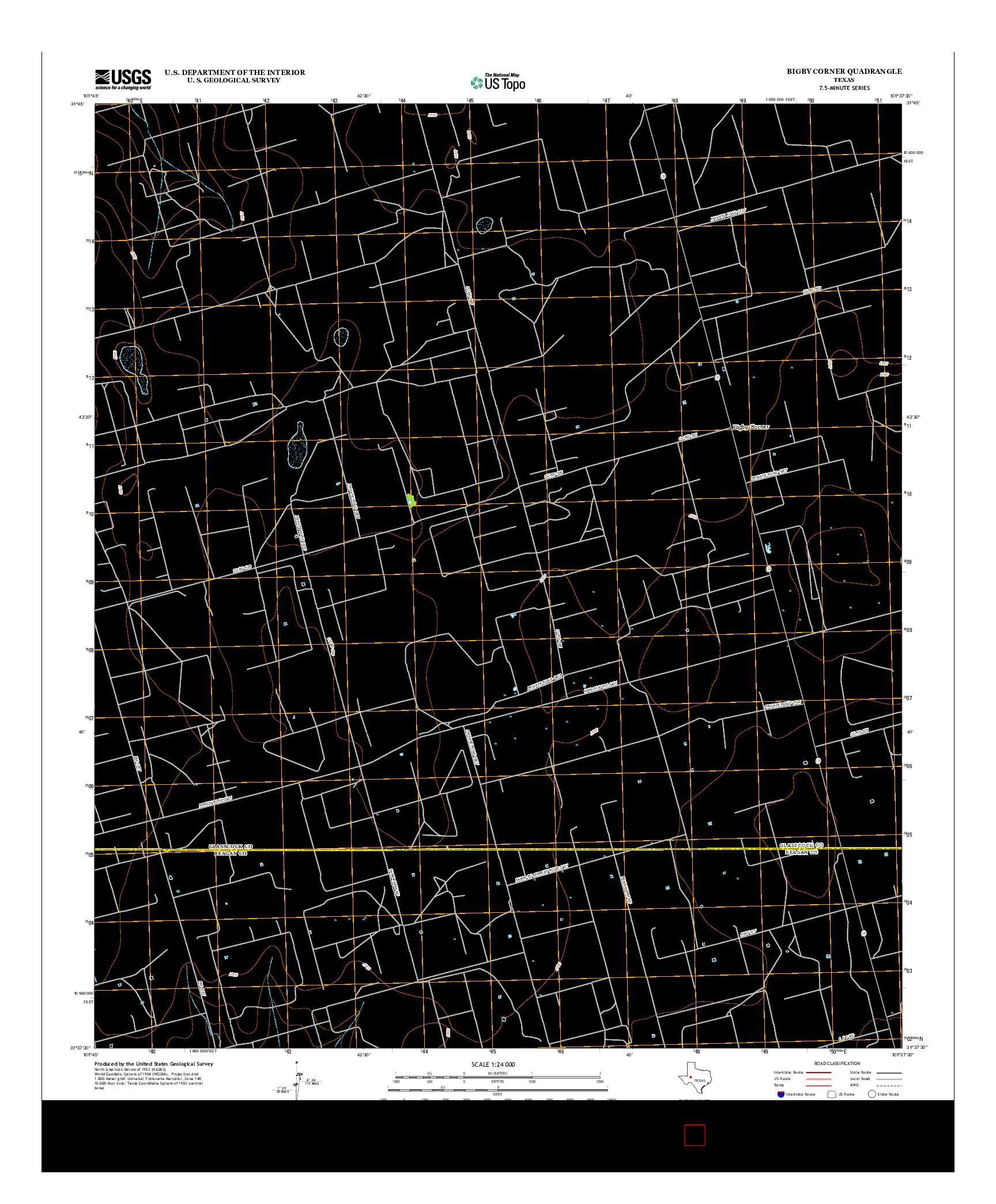 USGS US TOPO 7.5-MINUTE MAP FOR BIGBY CORNER, TX 2012