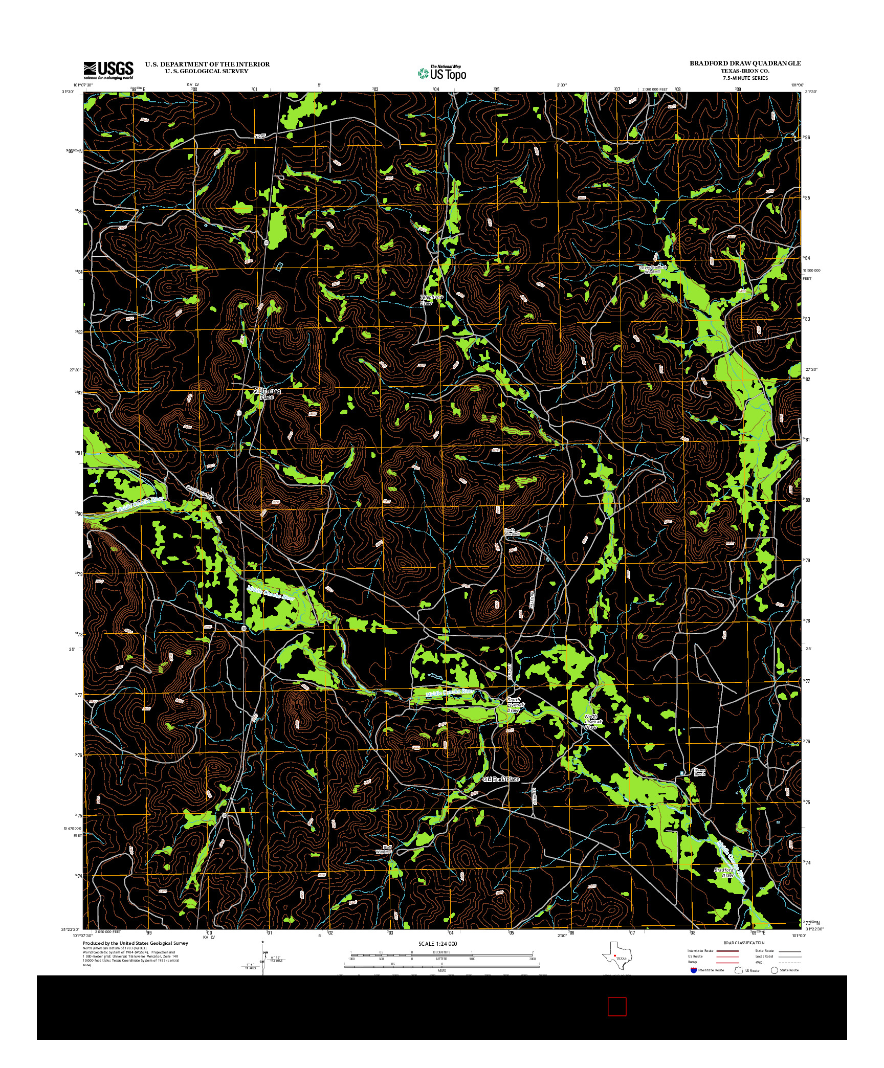 USGS US TOPO 7.5-MINUTE MAP FOR BRADFORD DRAW, TX 2012