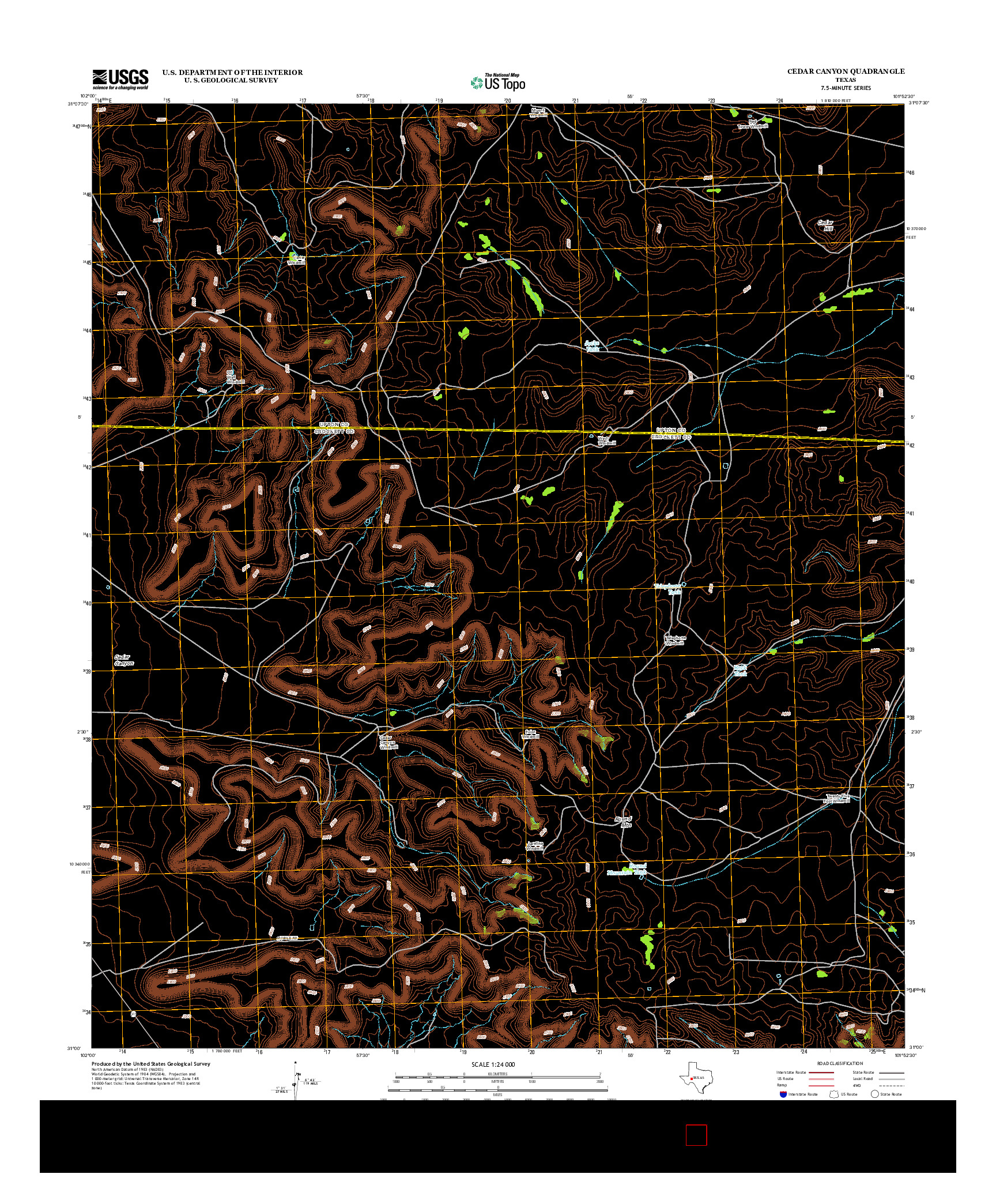 USGS US TOPO 7.5-MINUTE MAP FOR CEDAR CANYON, TX 2012