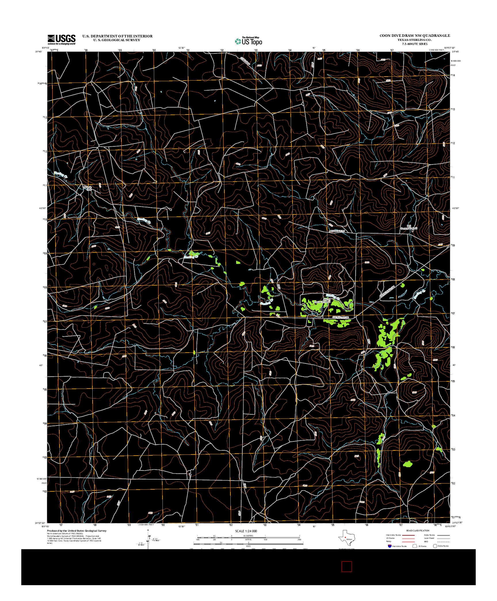 USGS US TOPO 7.5-MINUTE MAP FOR COON DIVE DRAW NW, TX 2012