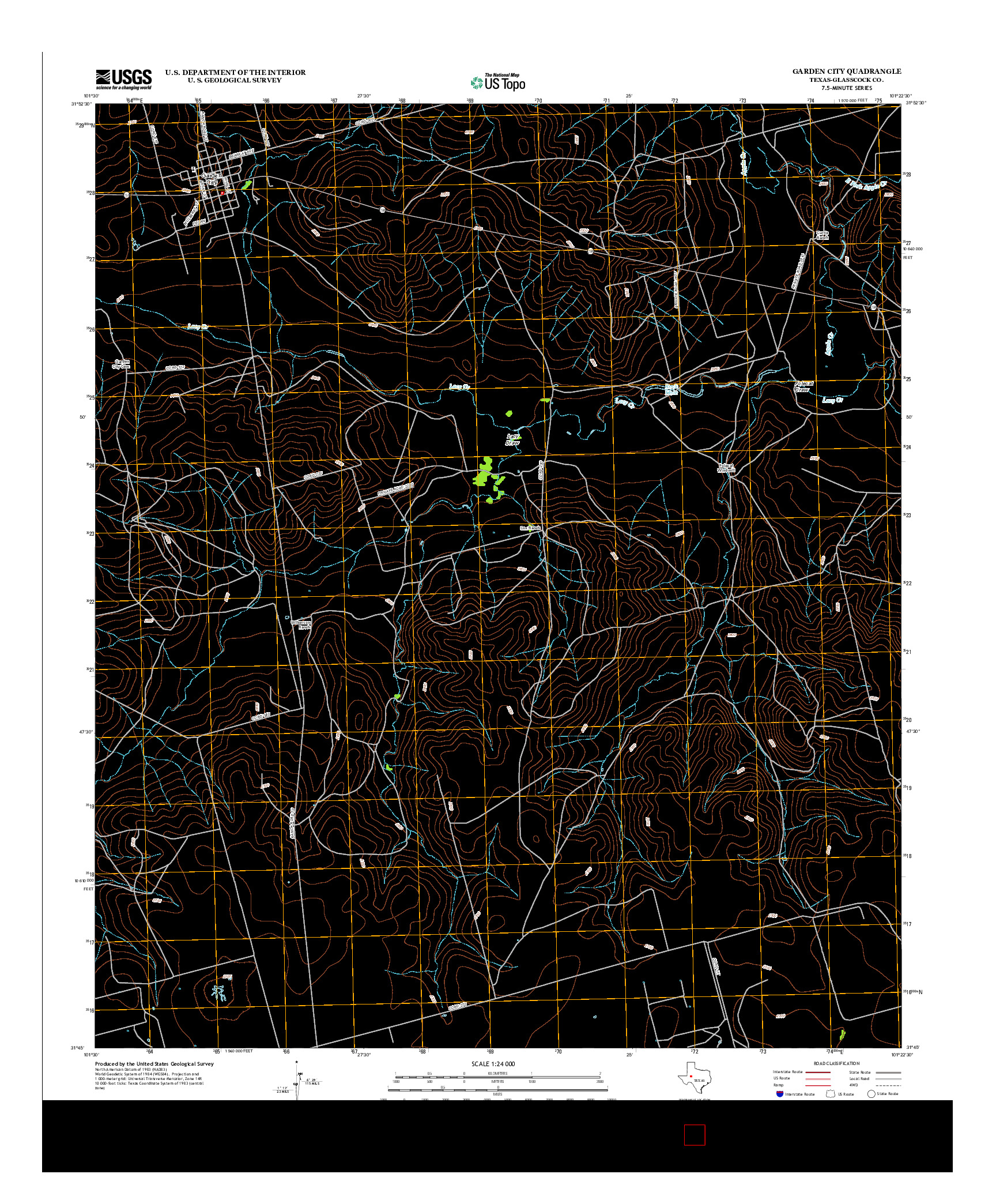 USGS US TOPO 7.5-MINUTE MAP FOR GARDEN CITY, TX 2012