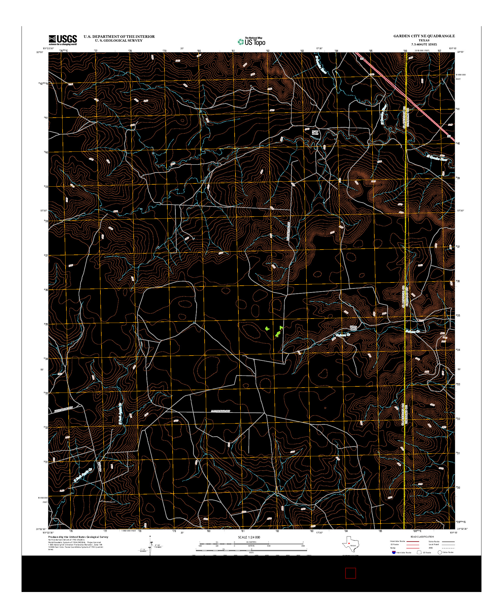 USGS US TOPO 7.5-MINUTE MAP FOR GARDEN CITY NE, TX 2012