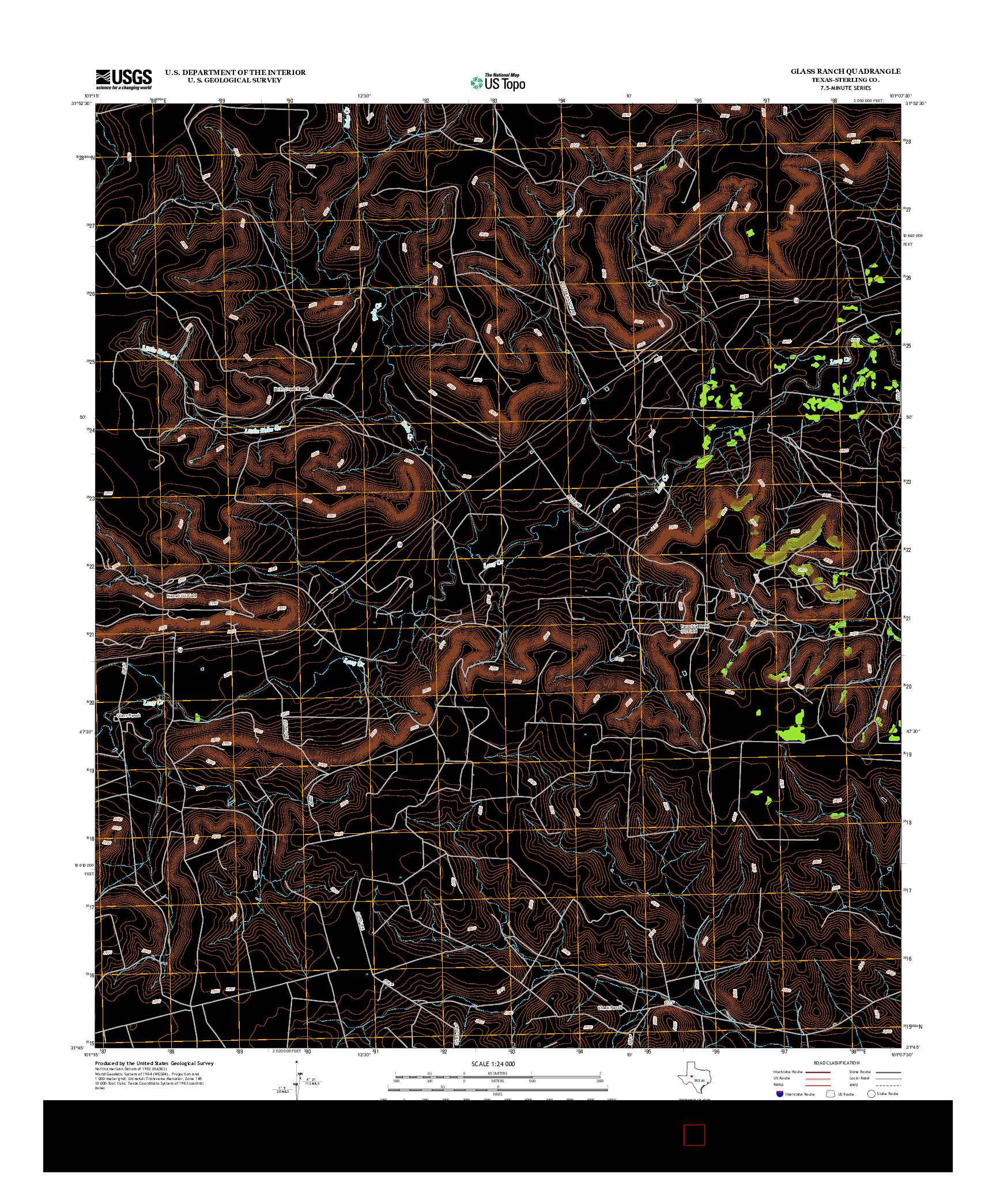 USGS US TOPO 7.5-MINUTE MAP FOR GLASS RANCH, TX 2012