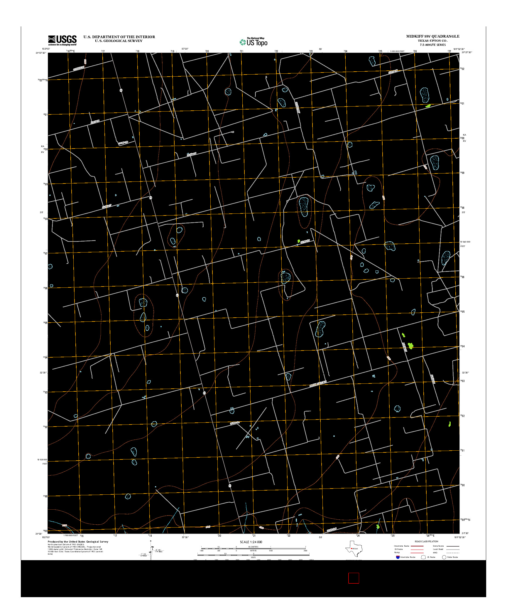 USGS US TOPO 7.5-MINUTE MAP FOR MIDKIFF SW, TX 2012