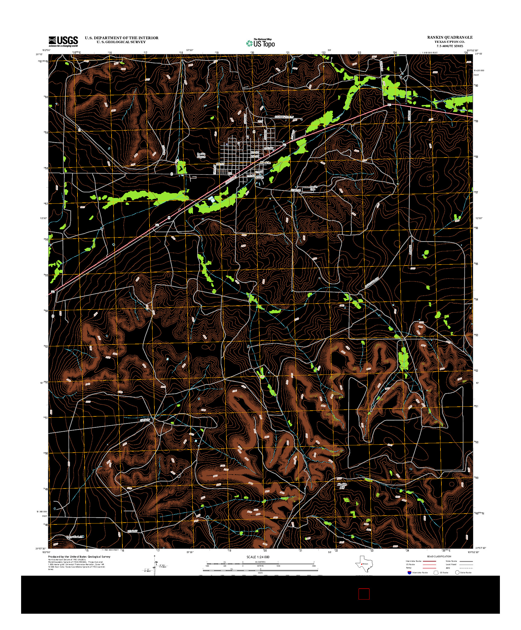USGS US TOPO 7.5-MINUTE MAP FOR RANKIN, TX 2012