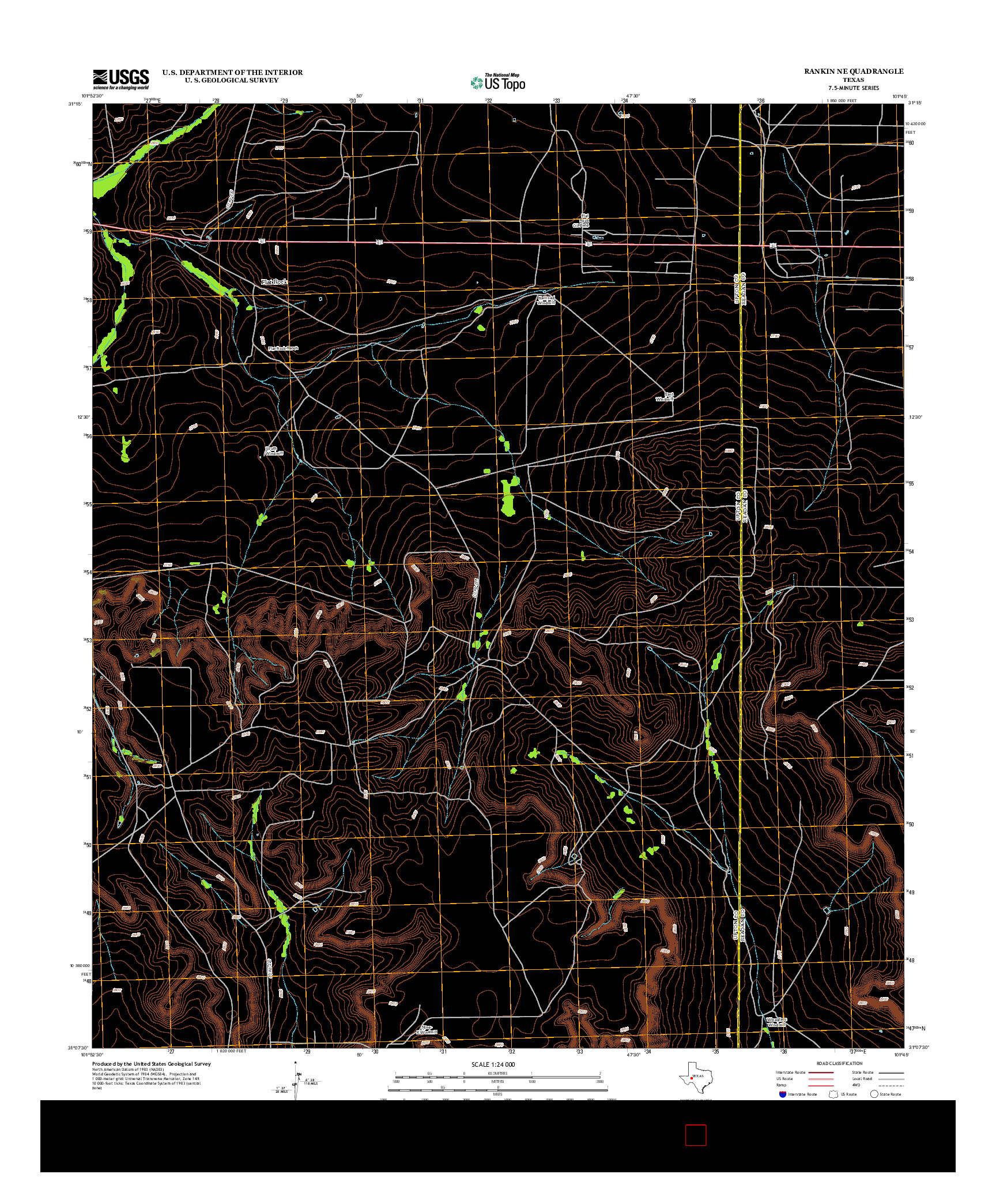 USGS US TOPO 7.5-MINUTE MAP FOR RANKIN NE, TX 2012