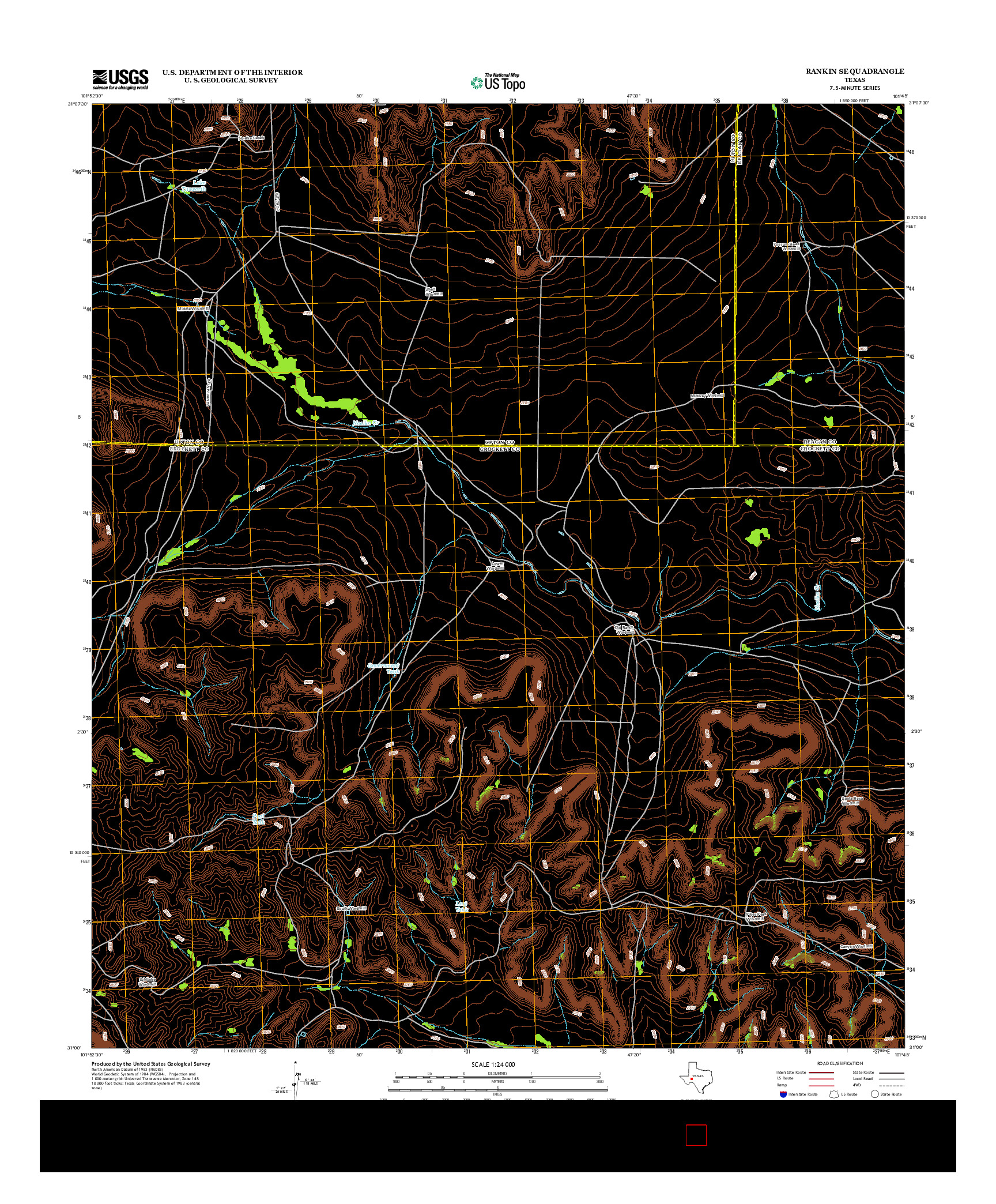 USGS US TOPO 7.5-MINUTE MAP FOR RANKIN SE, TX 2012