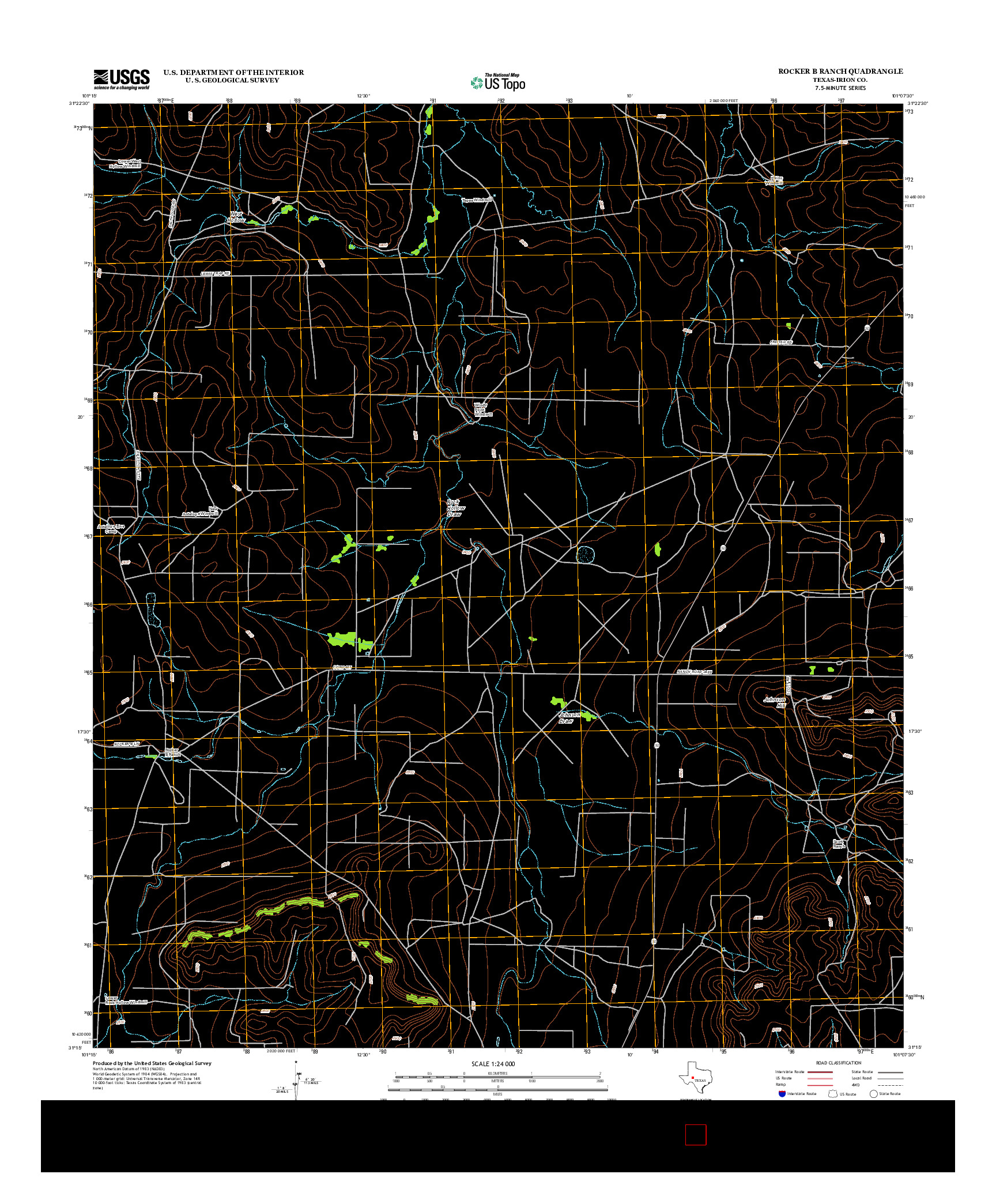 USGS US TOPO 7.5-MINUTE MAP FOR ROCKER B RANCH, TX 2012