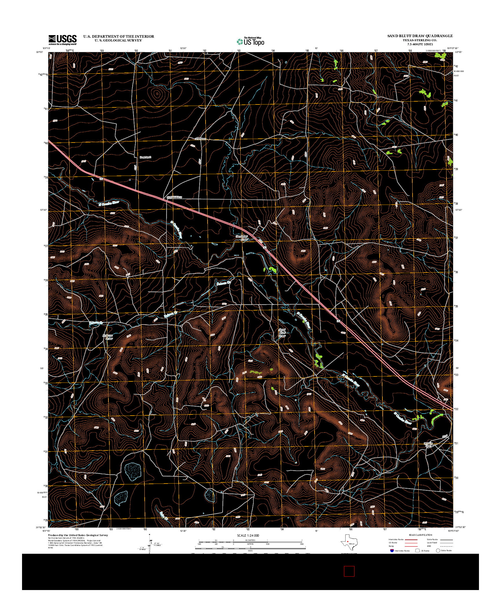 USGS US TOPO 7.5-MINUTE MAP FOR SAND BLUFF DRAW, TX 2012