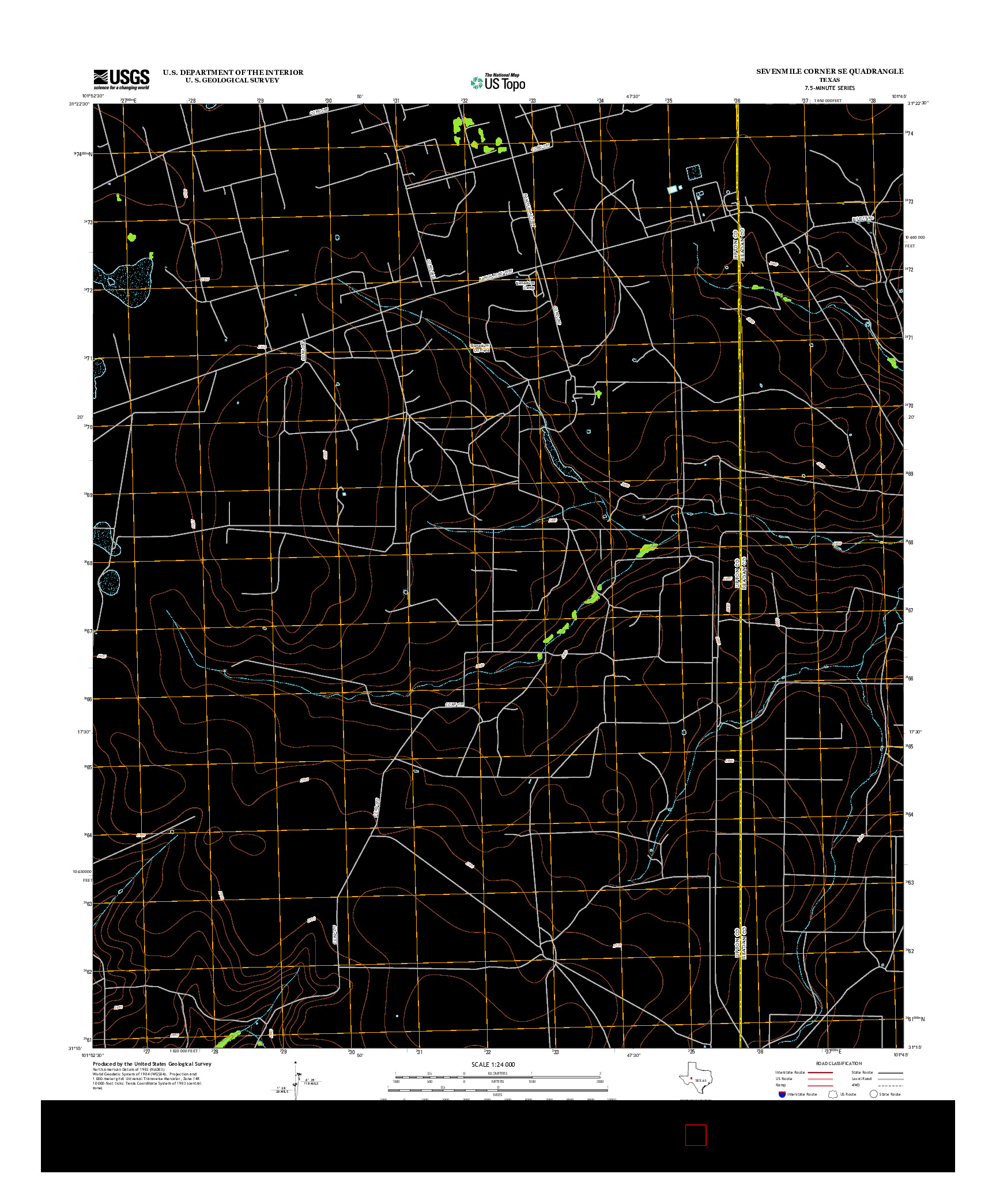 USGS US TOPO 7.5-MINUTE MAP FOR SEVENMILE CORNER SE, TX 2012