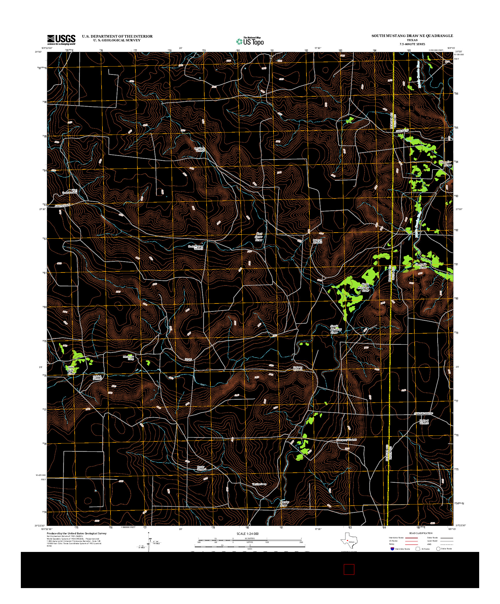 USGS US TOPO 7.5-MINUTE MAP FOR SOUTH MUSTANG DRAW NE, TX 2012