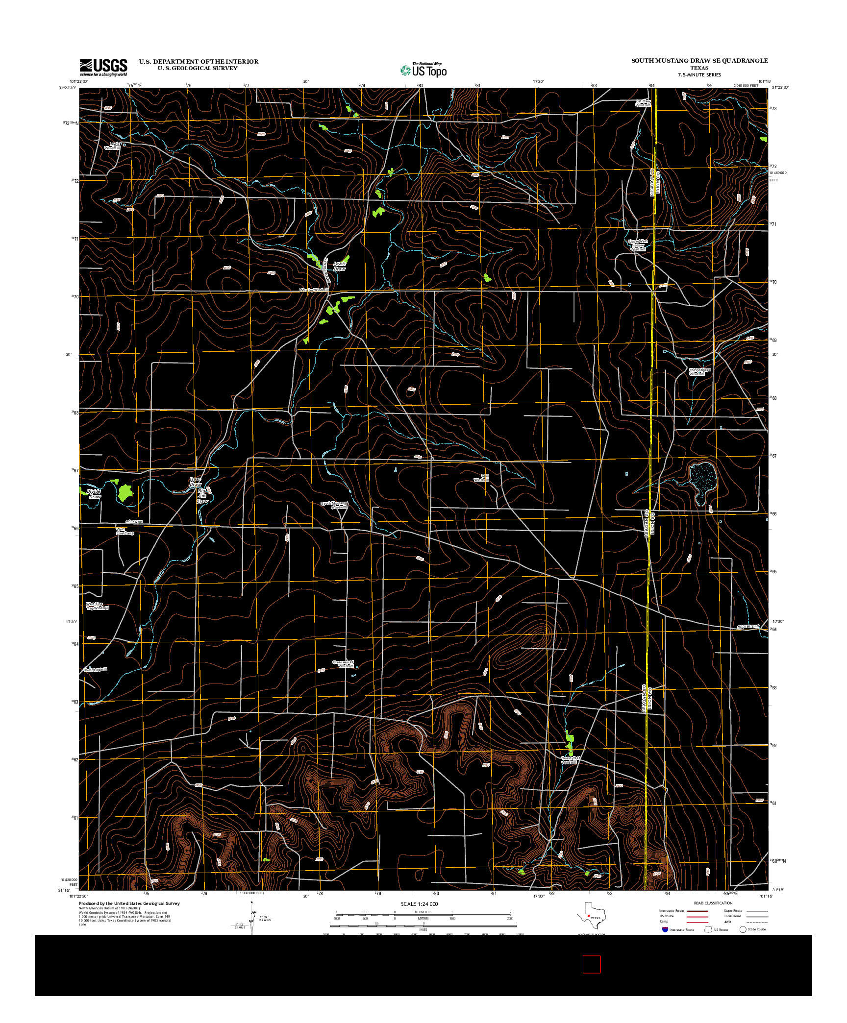 USGS US TOPO 7.5-MINUTE MAP FOR SOUTH MUSTANG DRAW SE, TX 2012