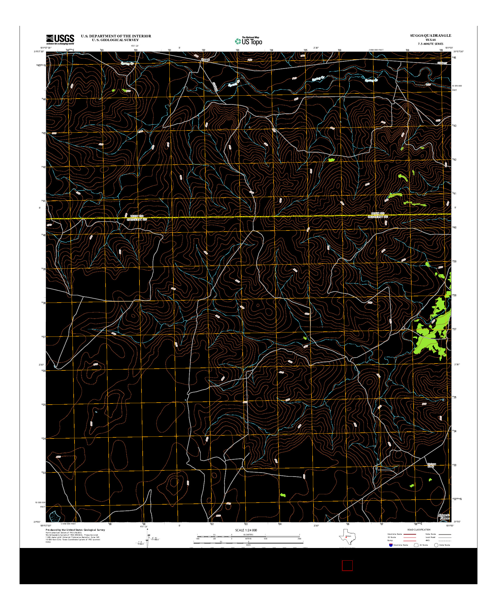 USGS US TOPO 7.5-MINUTE MAP FOR SUGGS, TX 2012