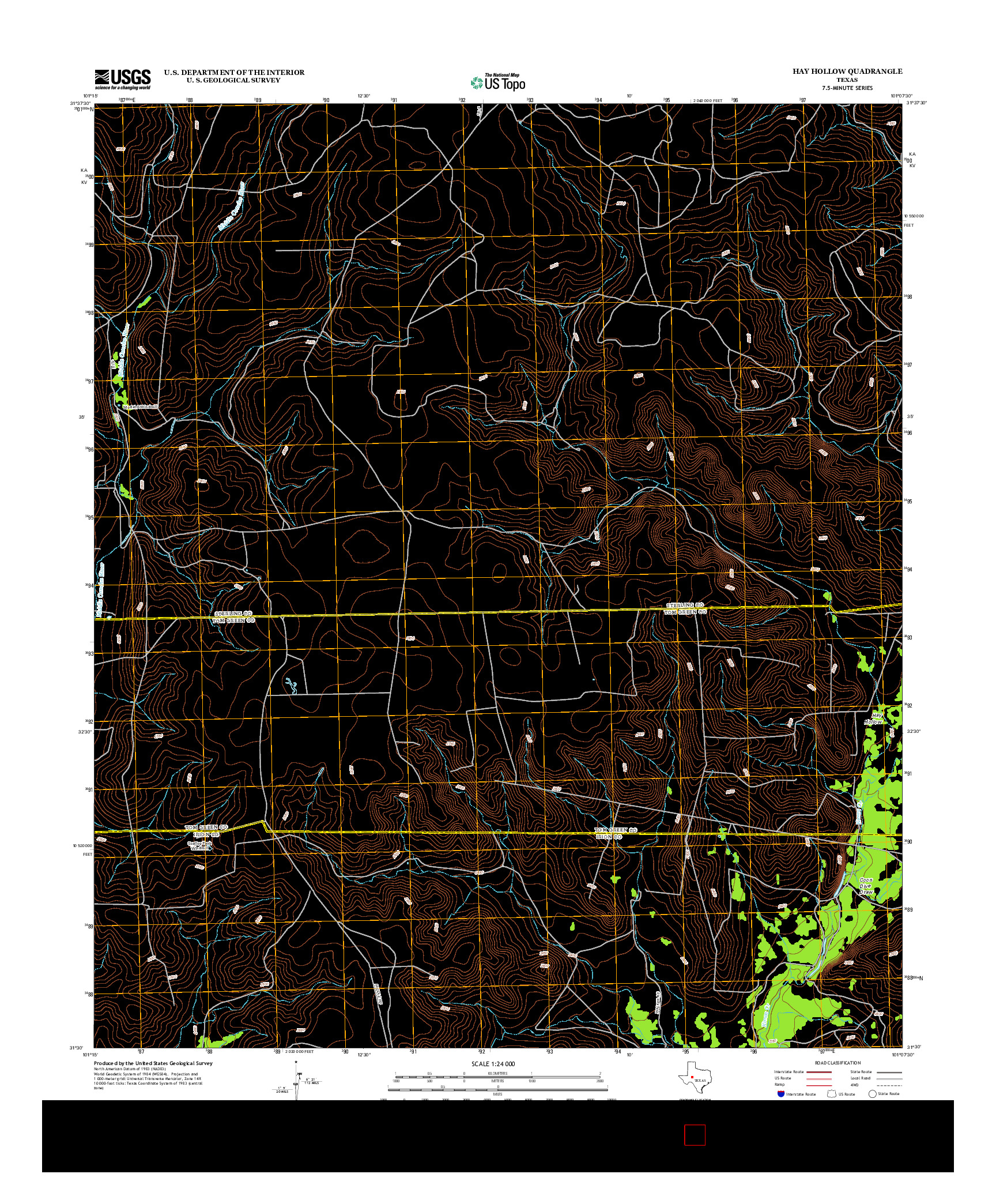 USGS US TOPO 7.5-MINUTE MAP FOR HAY HOLLOW, TX 2012
