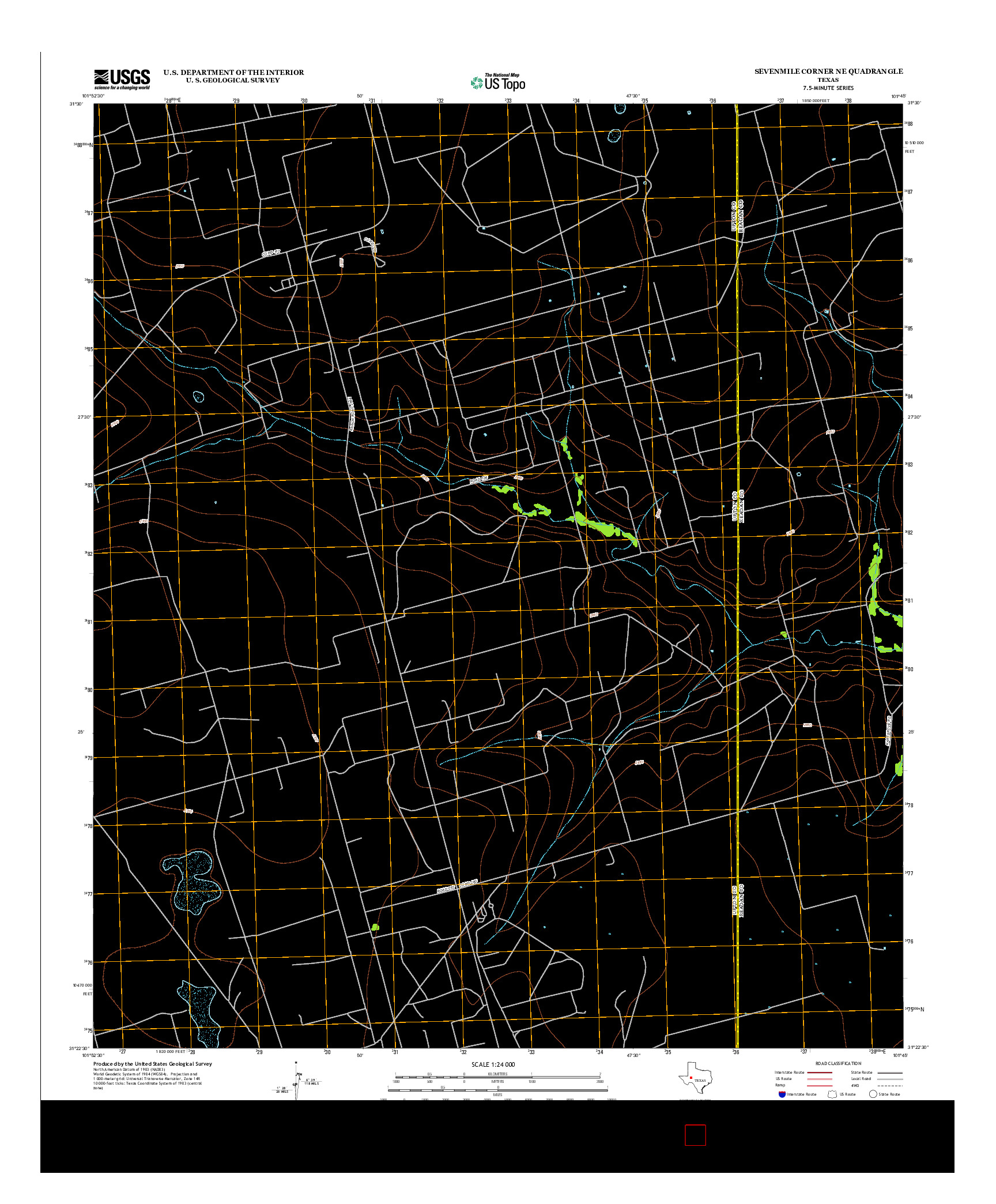 USGS US TOPO 7.5-MINUTE MAP FOR SEVENMILE CORNER NE, TX 2012