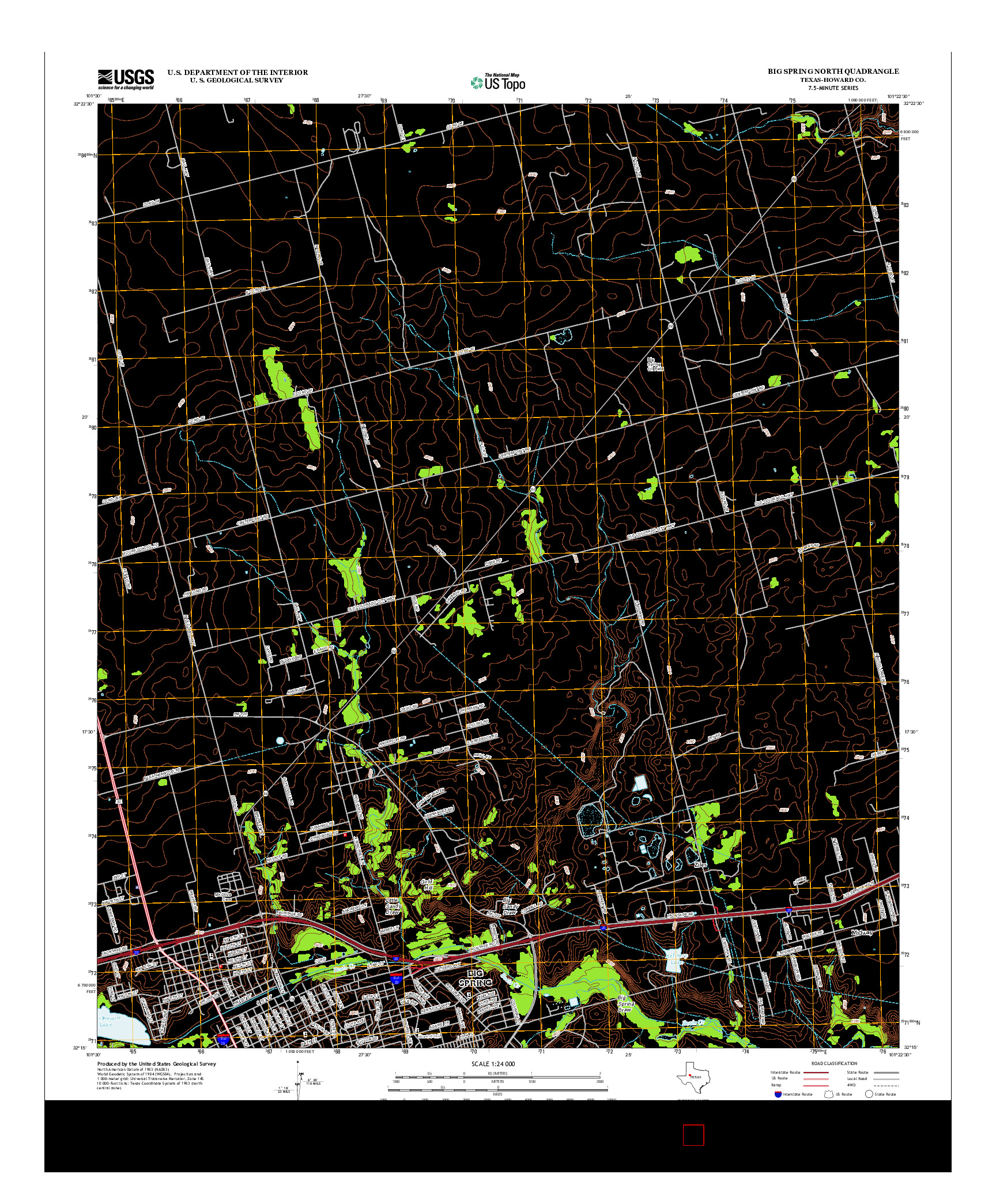 USGS US TOPO 7.5-MINUTE MAP FOR BIG SPRING NORTH, TX 2012