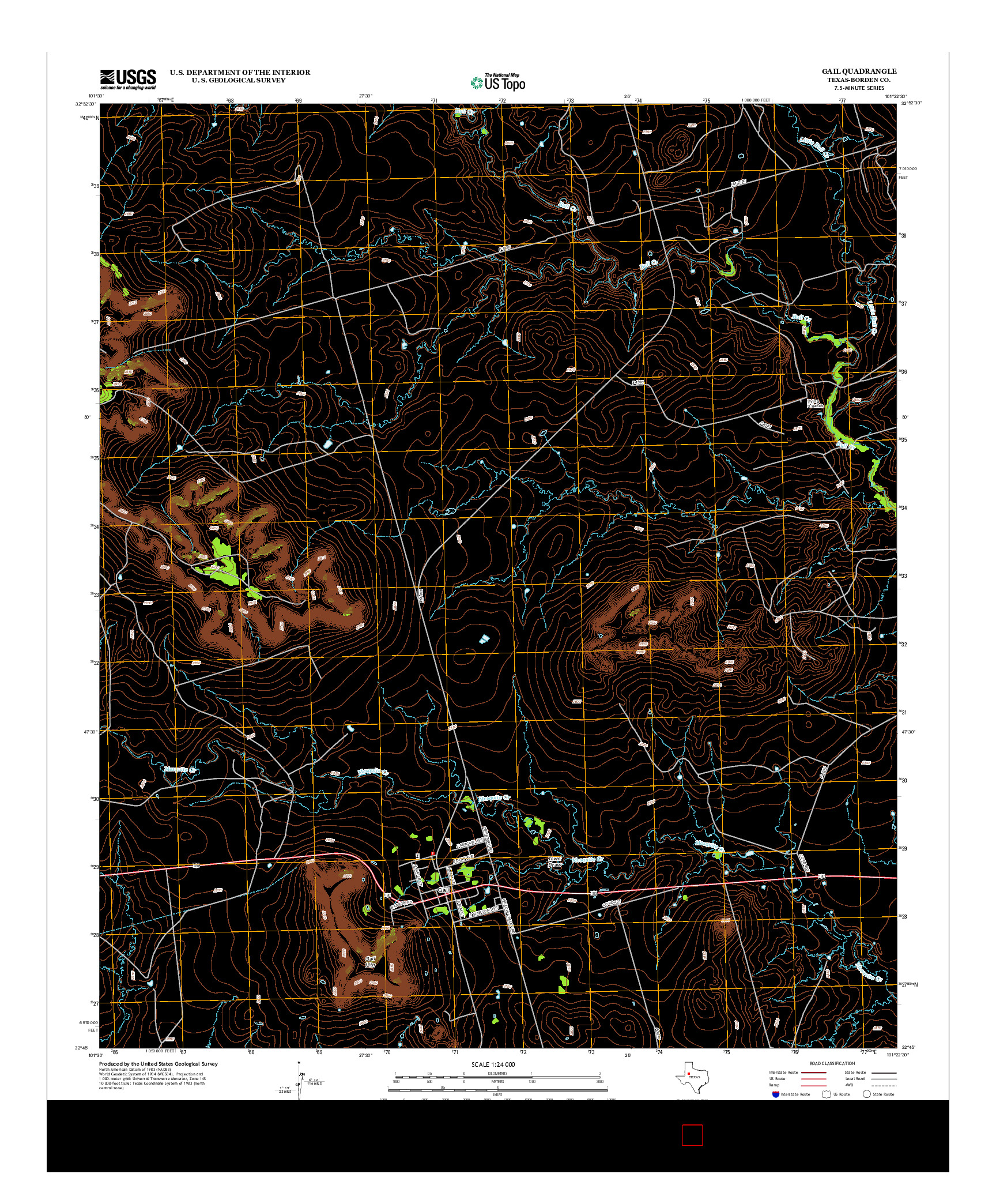 USGS US TOPO 7.5-MINUTE MAP FOR GAIL, TX 2012