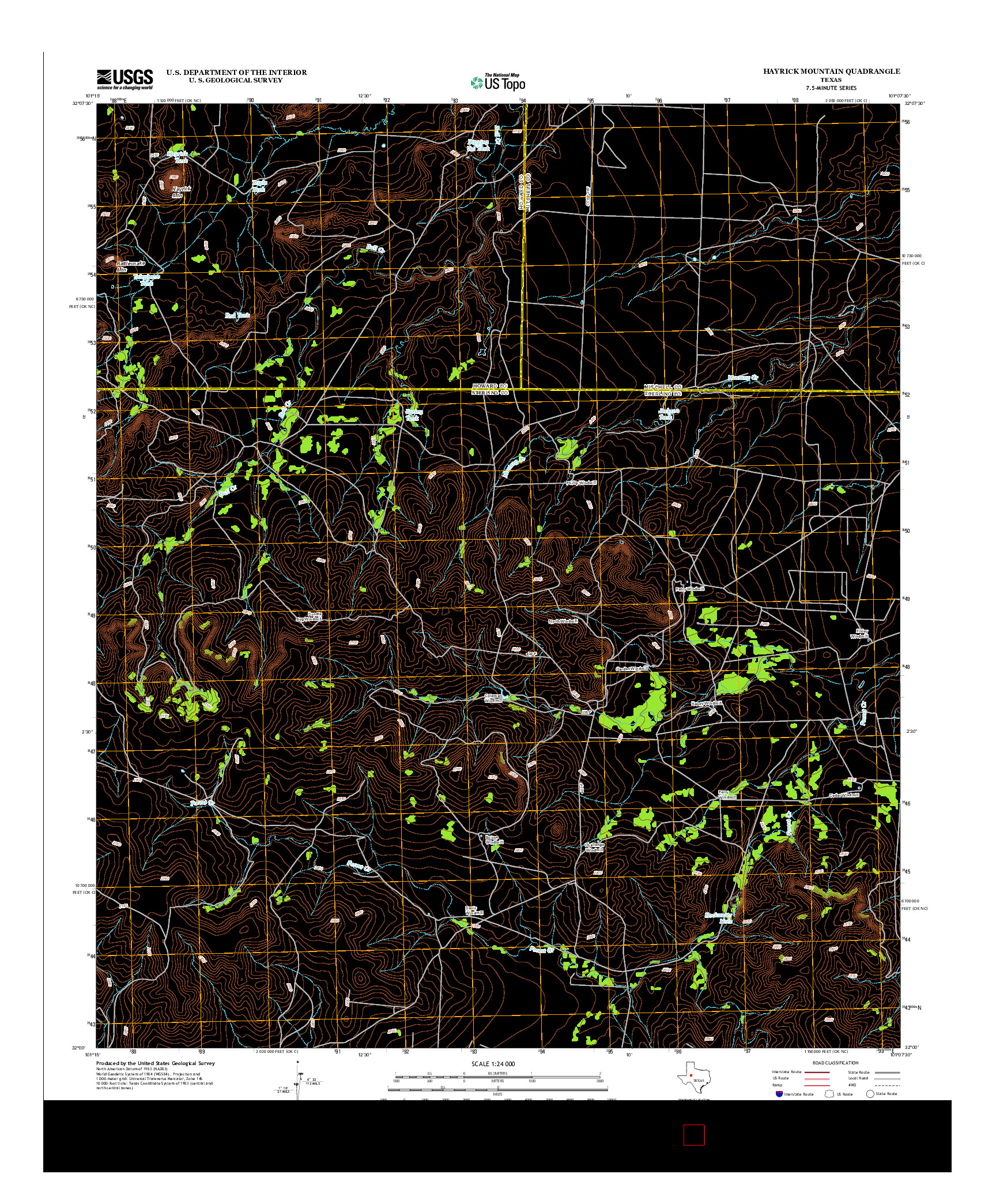 USGS US TOPO 7.5-MINUTE MAP FOR HAYRICK MOUNTAIN, TX 2012