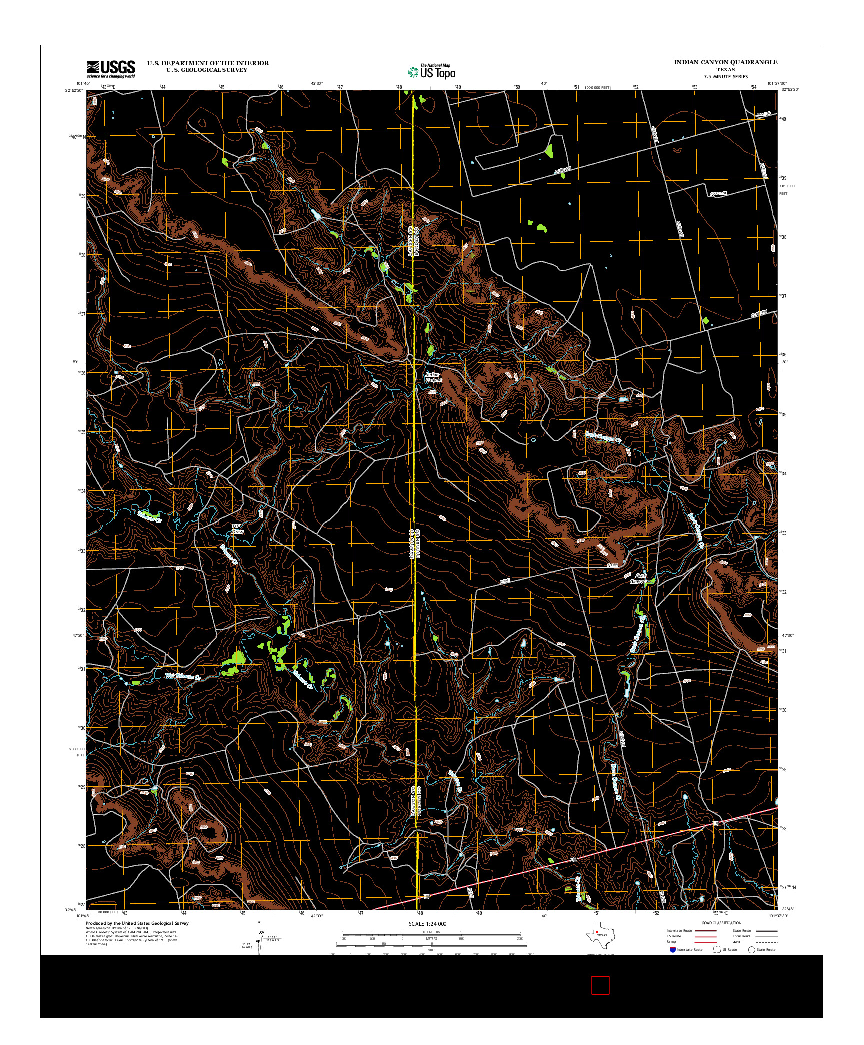 USGS US TOPO 7.5-MINUTE MAP FOR INDIAN CANYON, TX 2012