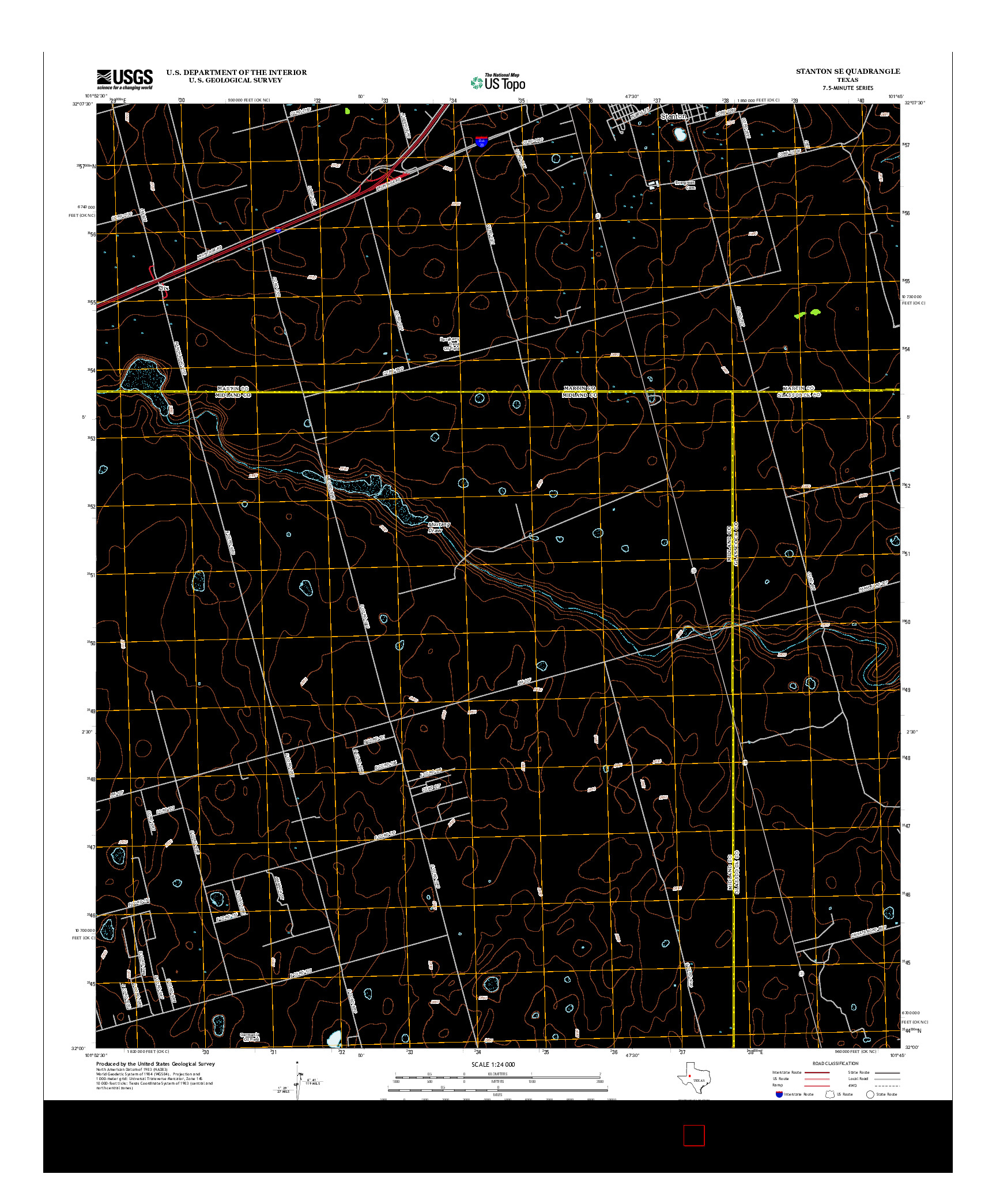 USGS US TOPO 7.5-MINUTE MAP FOR STANTON SE, TX 2012