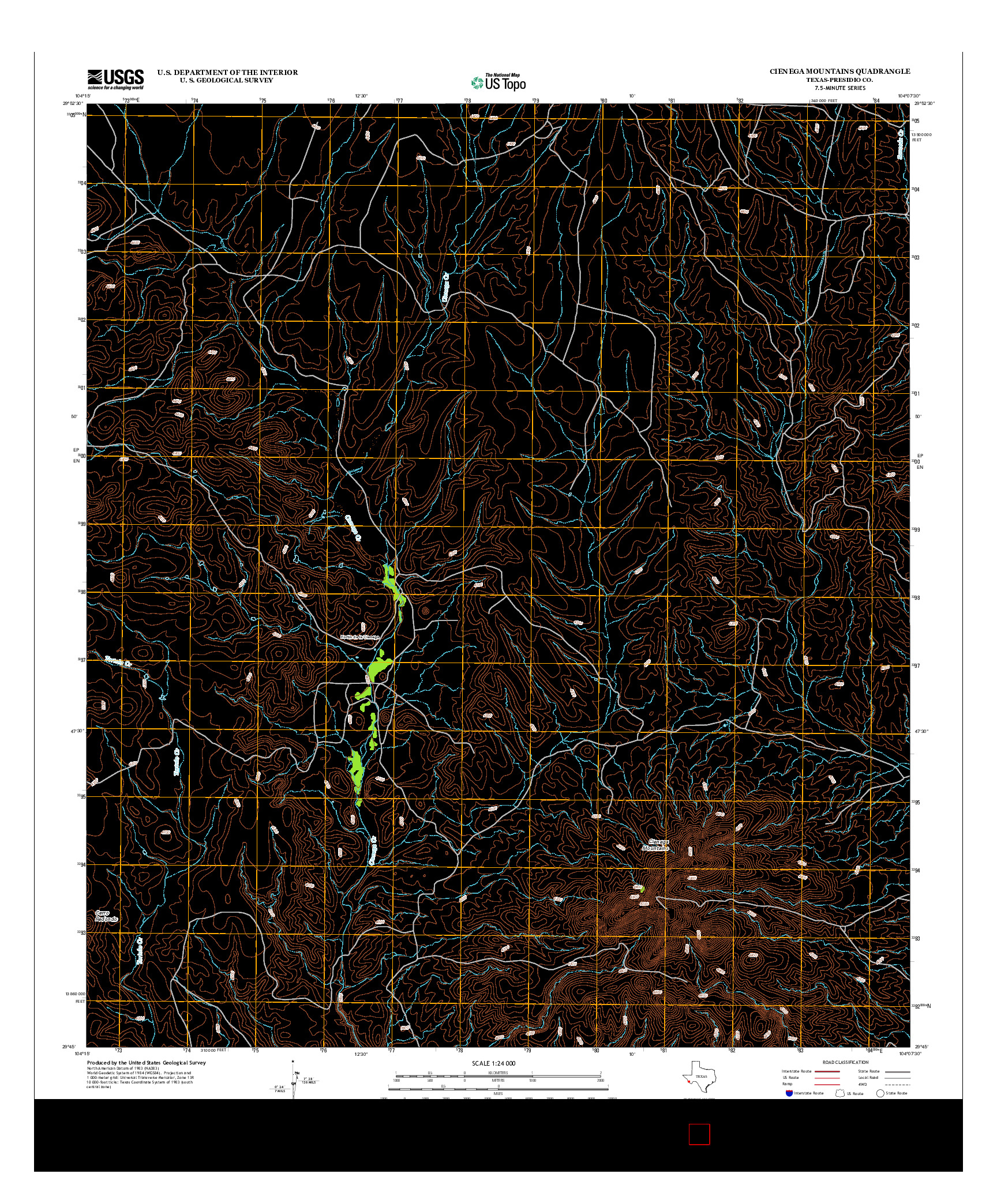 USGS US TOPO 7.5-MINUTE MAP FOR CIENEGA MOUNTAINS, TX 2012