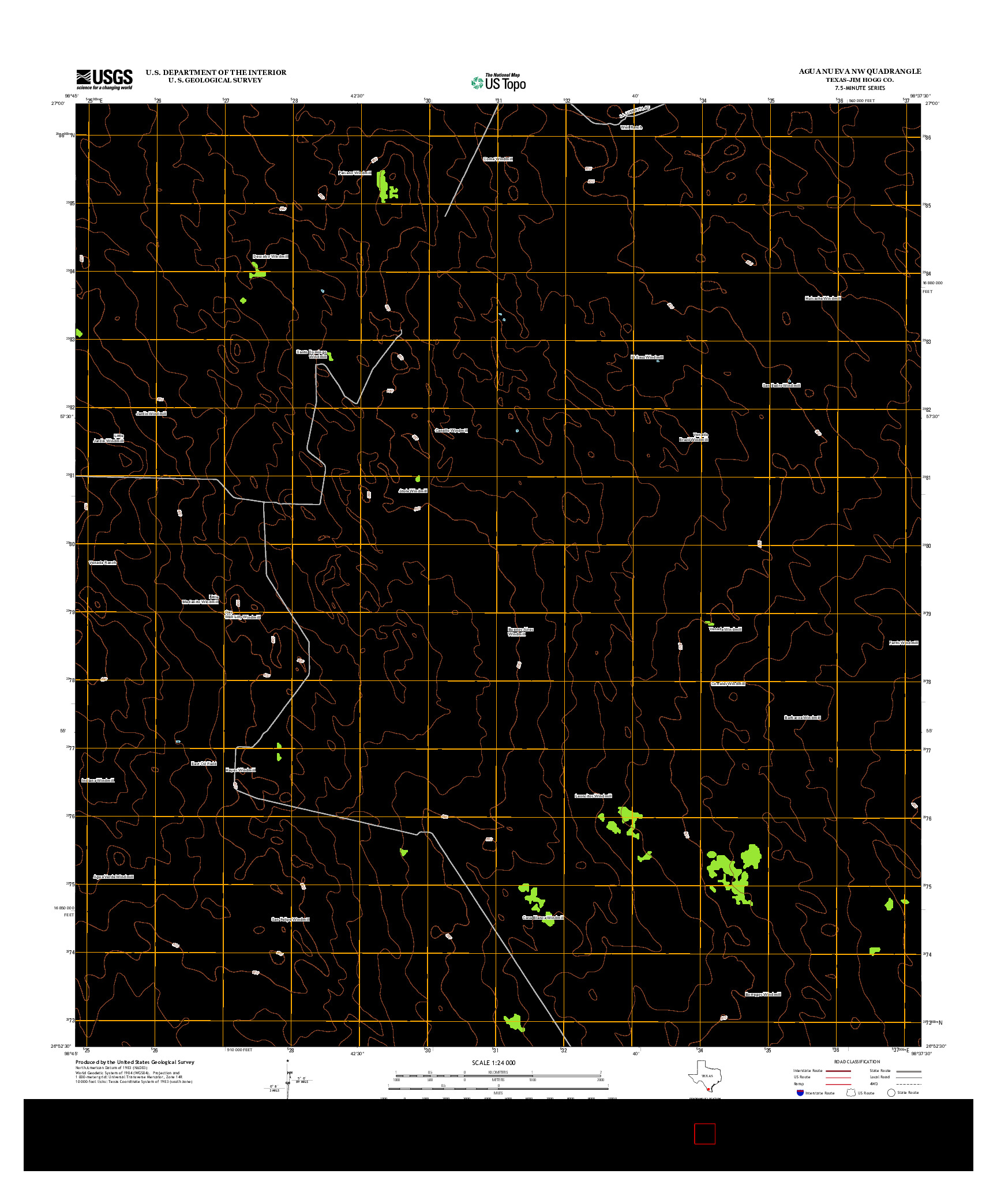 USGS US TOPO 7.5-MINUTE MAP FOR AGUA NUEVA NW, TX 2012