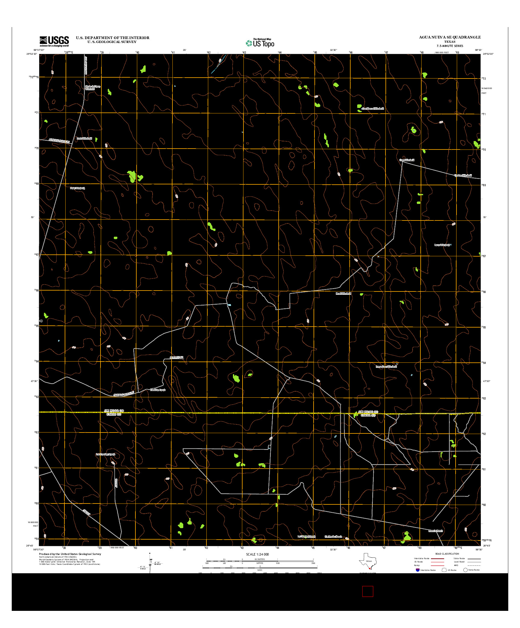 USGS US TOPO 7.5-MINUTE MAP FOR AGUA NUEVA SE, TX 2012