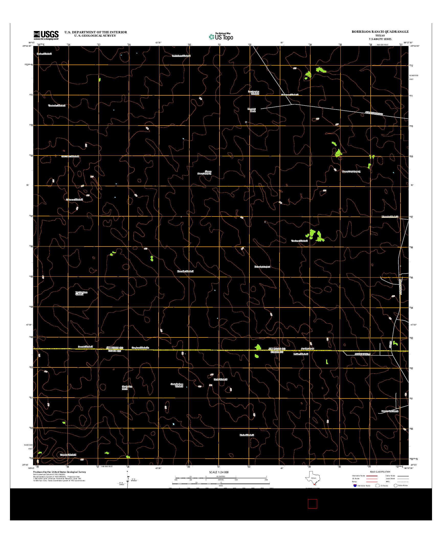 USGS US TOPO 7.5-MINUTE MAP FOR BORREGOS RANCH, TX 2012