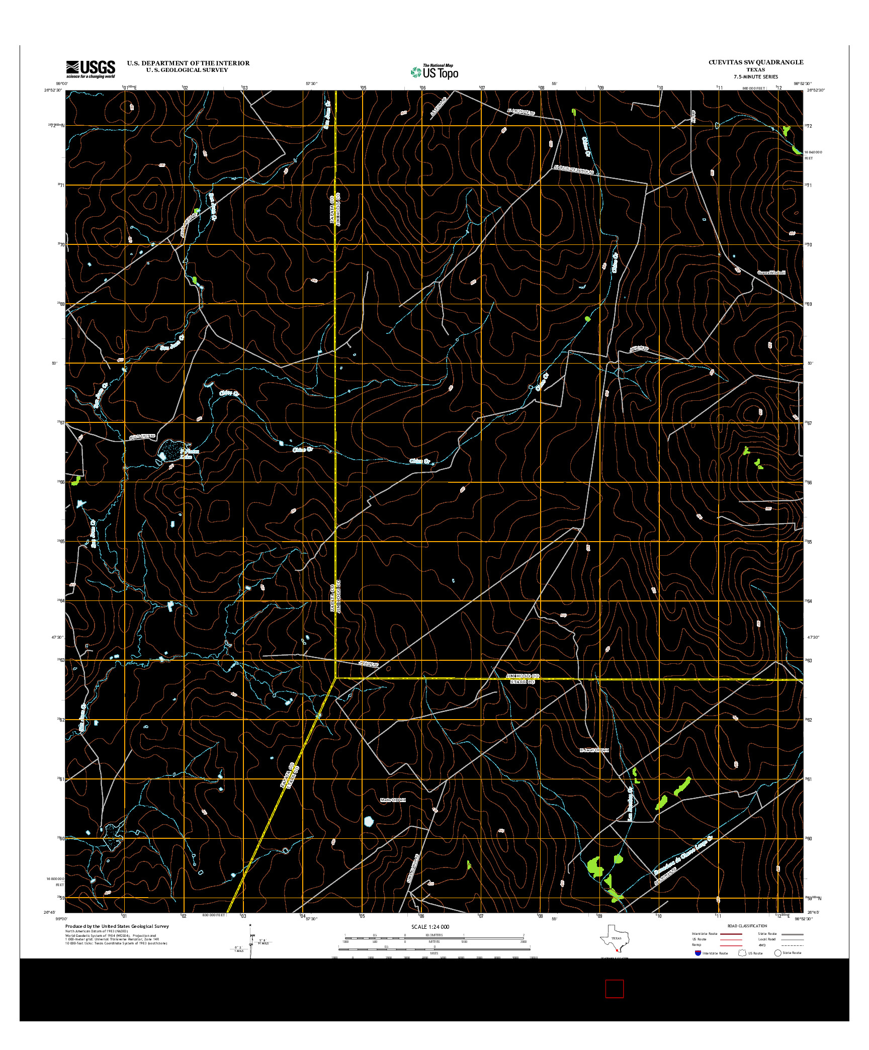 USGS US TOPO 7.5-MINUTE MAP FOR CUEVITAS SW, TX 2012