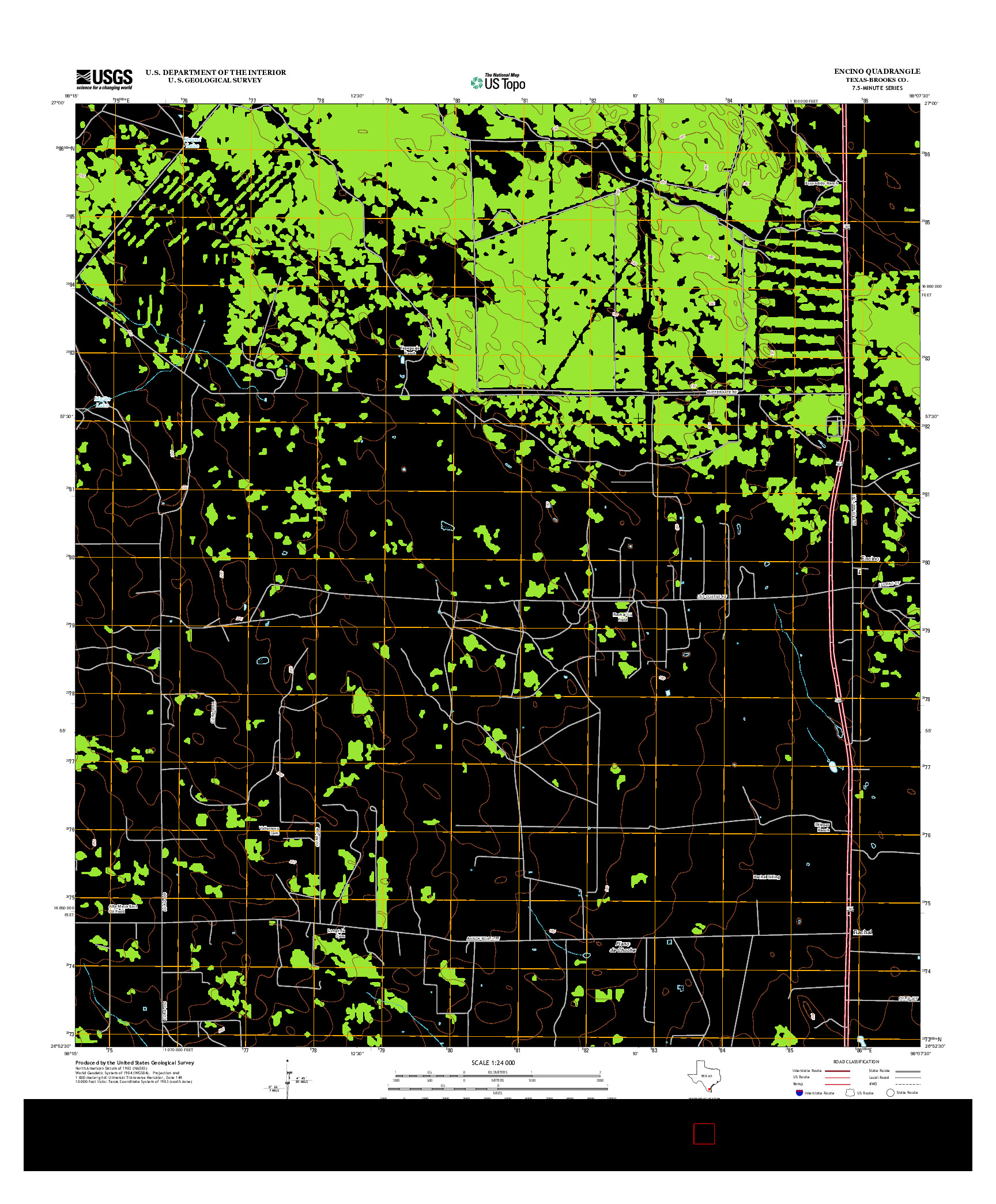 USGS US TOPO 7.5-MINUTE MAP FOR ENCINO, TX 2012