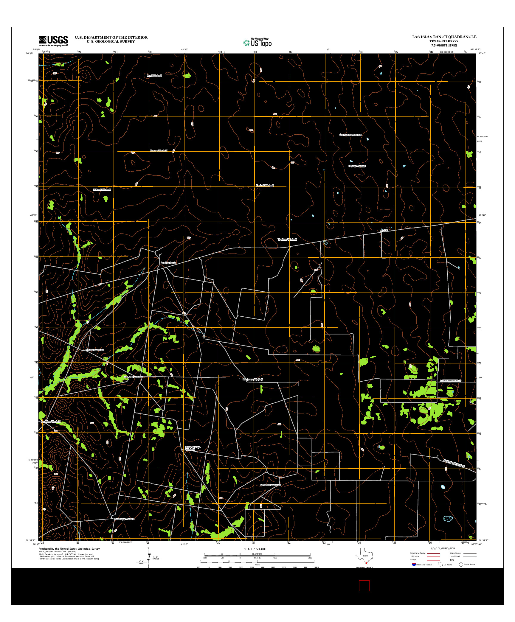 USGS US TOPO 7.5-MINUTE MAP FOR LAS ISLAS RANCH, TX 2012