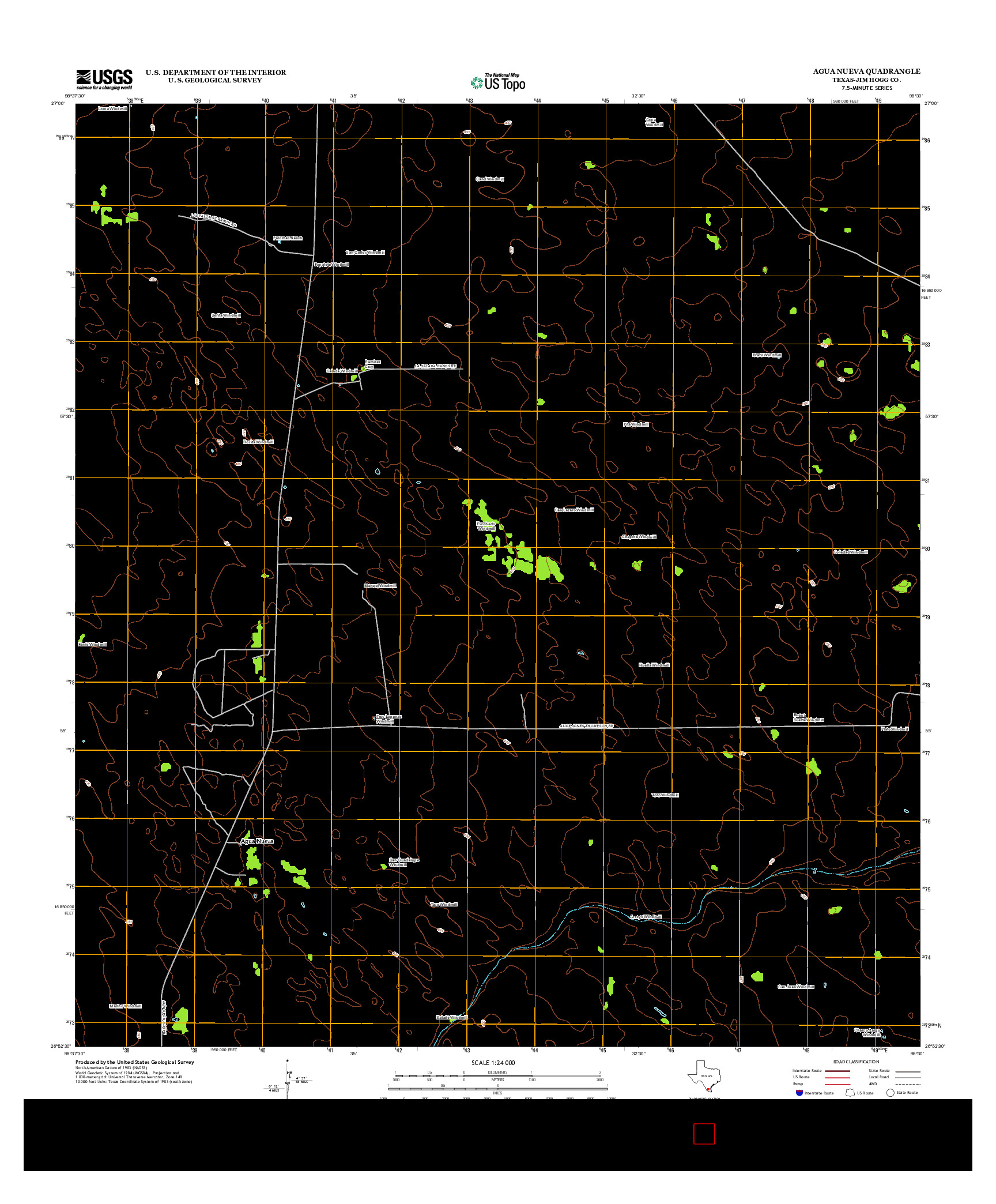 USGS US TOPO 7.5-MINUTE MAP FOR AGUA NUEVA, TX 2012