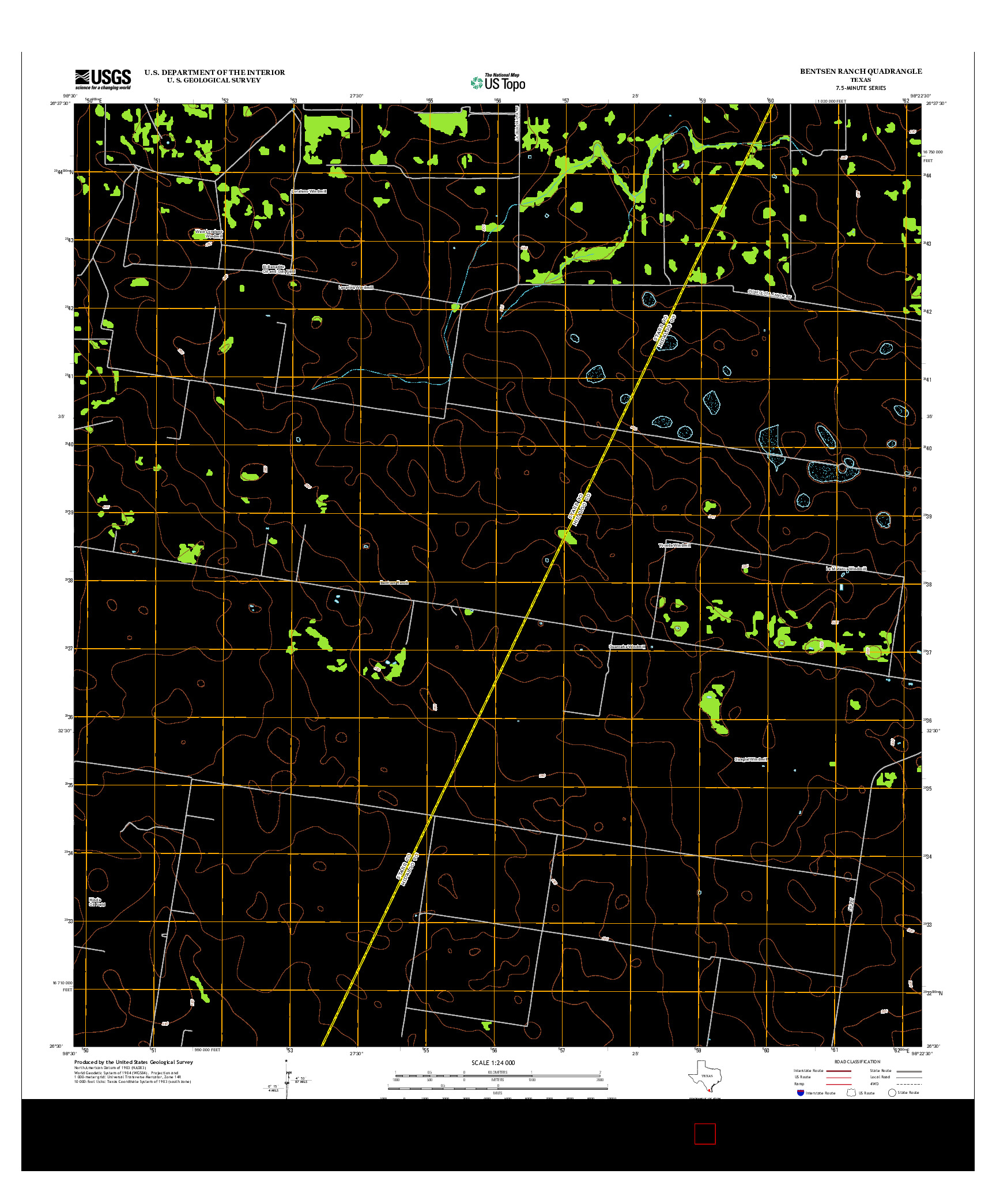 USGS US TOPO 7.5-MINUTE MAP FOR BENTSEN RANCH, TX 2012