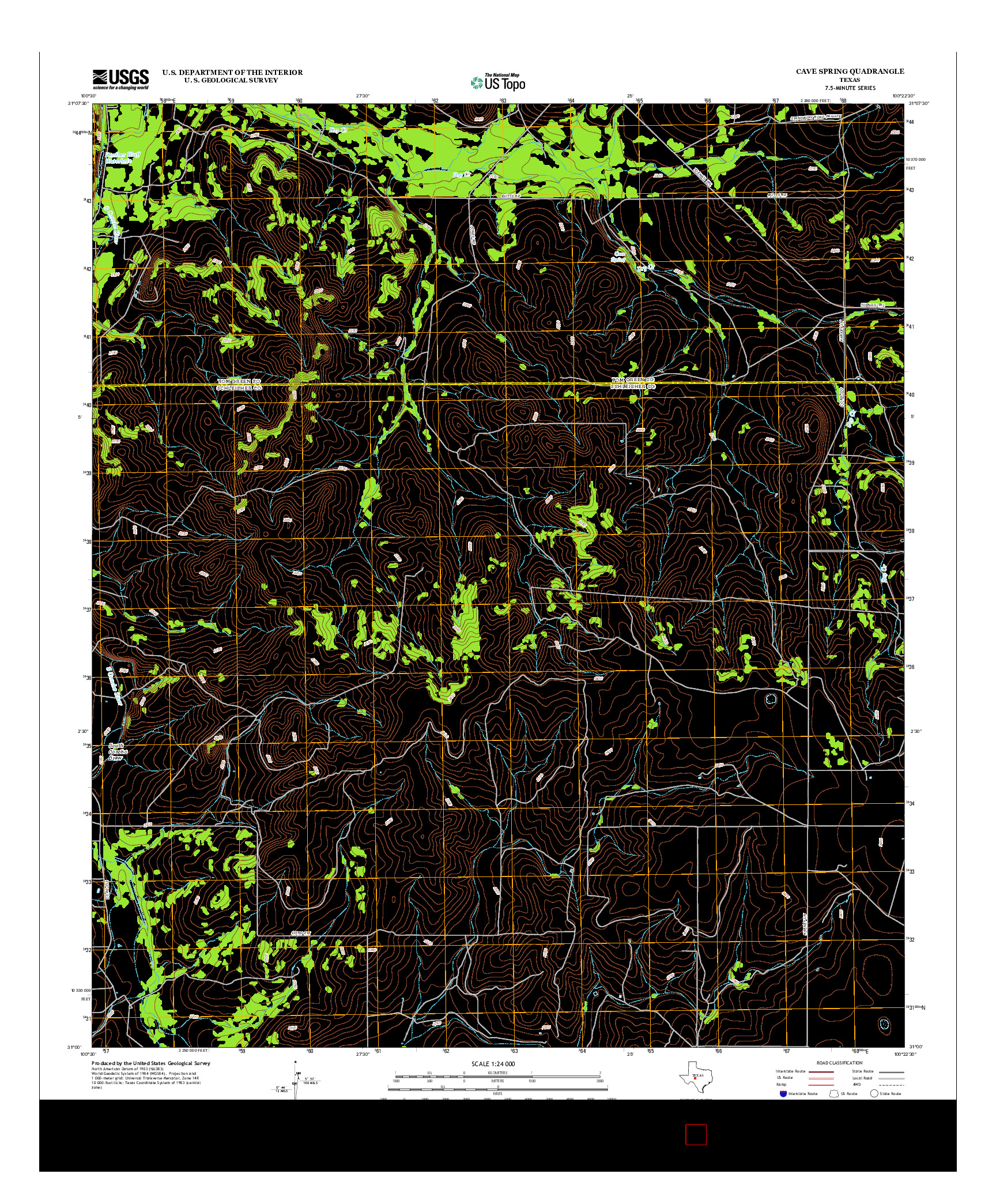 USGS US TOPO 7.5-MINUTE MAP FOR CAVE SPRING, TX 2012