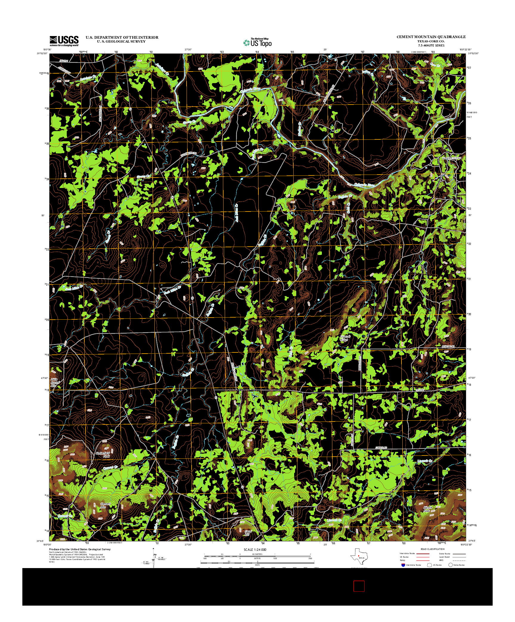 USGS US TOPO 7.5-MINUTE MAP FOR CEMENT MOUNTAIN, TX 2012