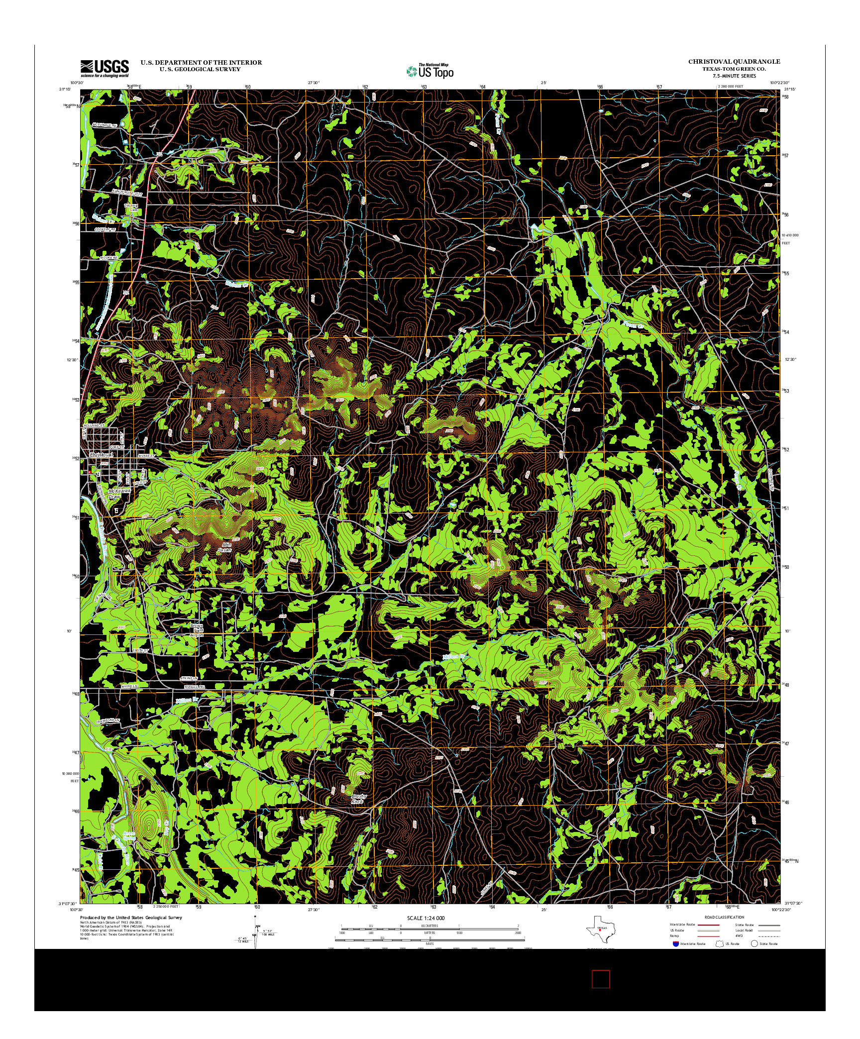 USGS US TOPO 7.5-MINUTE MAP FOR CHRISTOVAL, TX 2012