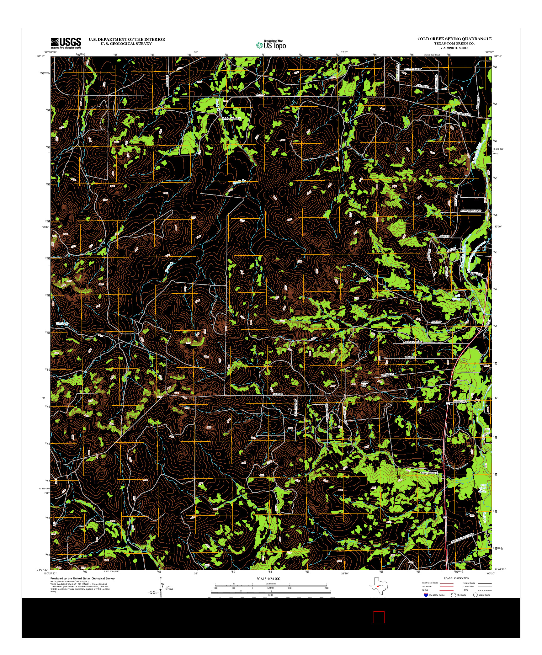USGS US TOPO 7.5-MINUTE MAP FOR COLD CREEK SPRING, TX 2012