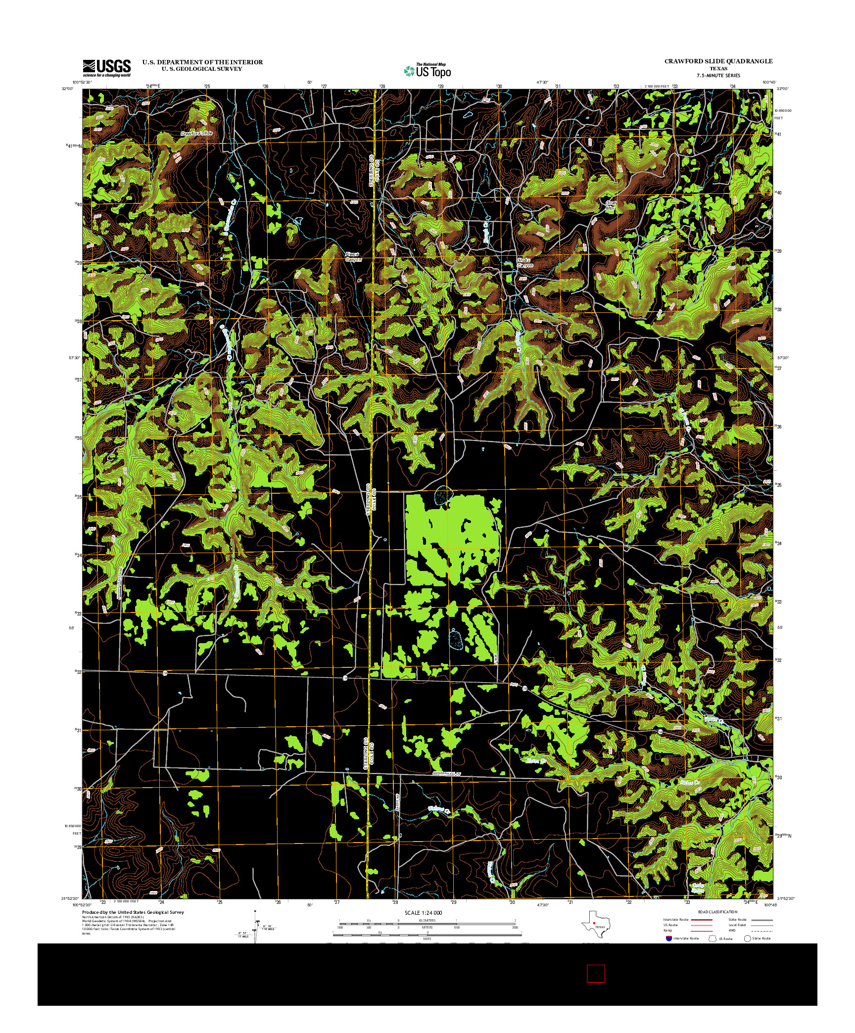 USGS US TOPO 7.5-MINUTE MAP FOR CRAWFORD SLIDE, TX 2012