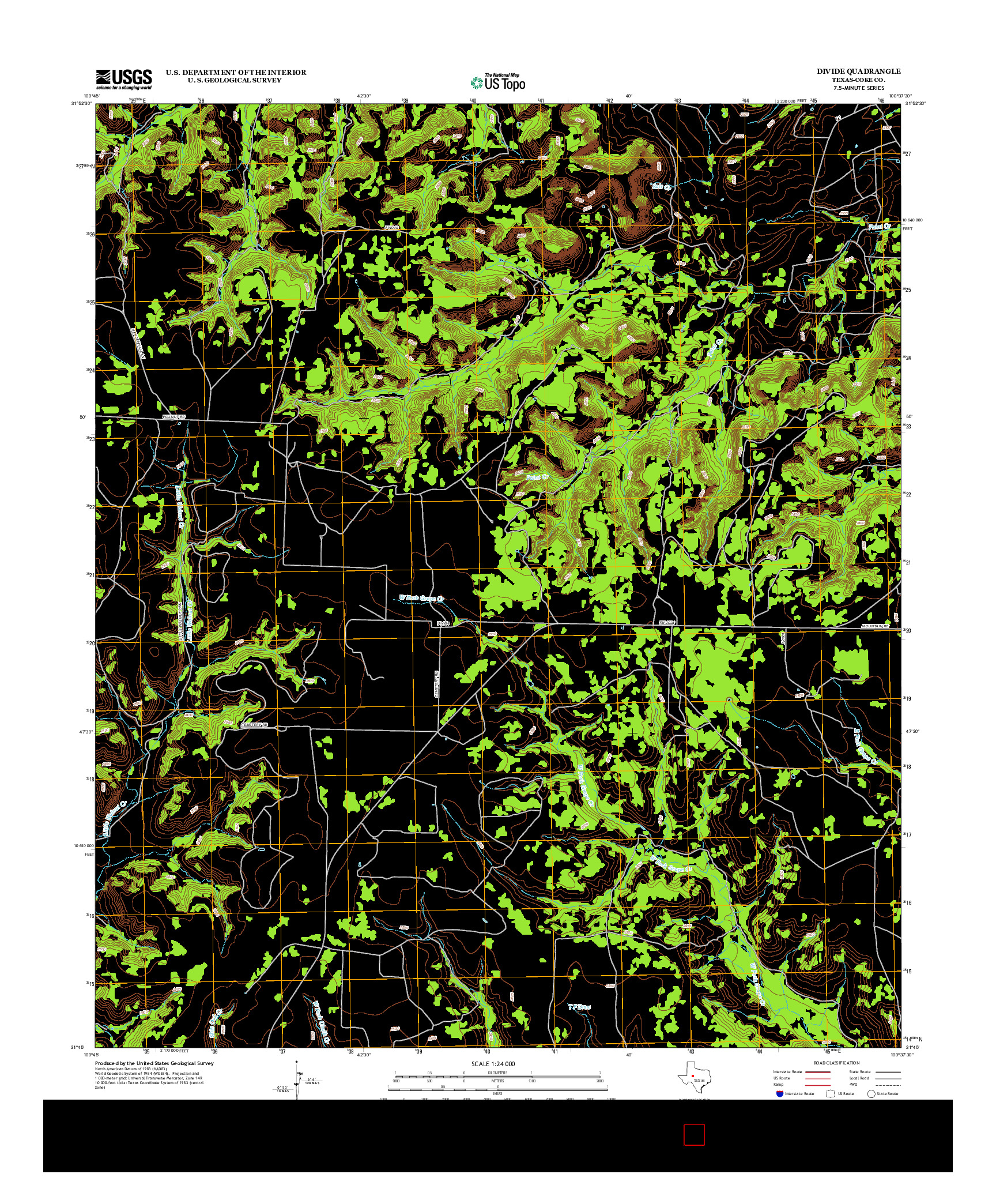 USGS US TOPO 7.5-MINUTE MAP FOR DIVIDE, TX 2012