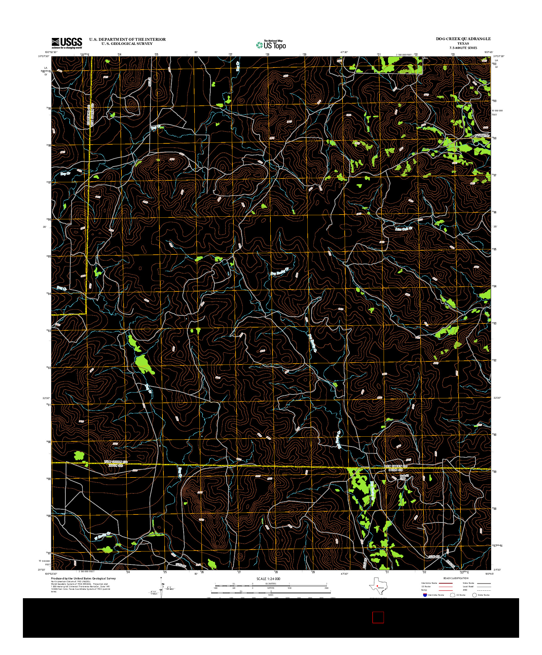 USGS US TOPO 7.5-MINUTE MAP FOR DOG CREEK, TX 2012