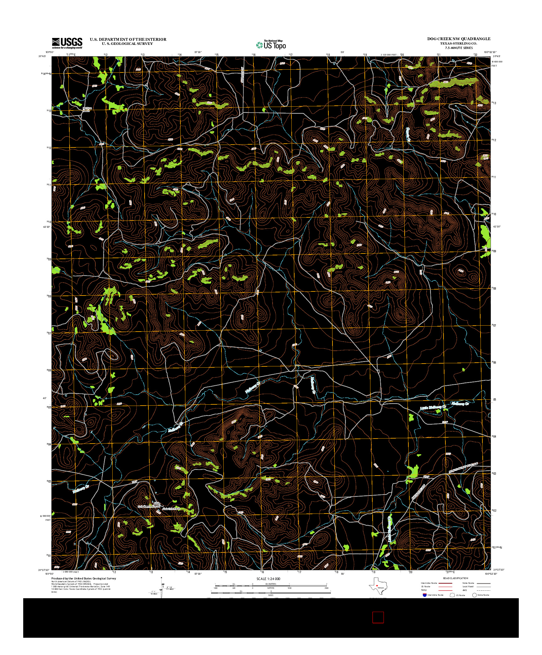 USGS US TOPO 7.5-MINUTE MAP FOR DOG CREEK NW, TX 2012