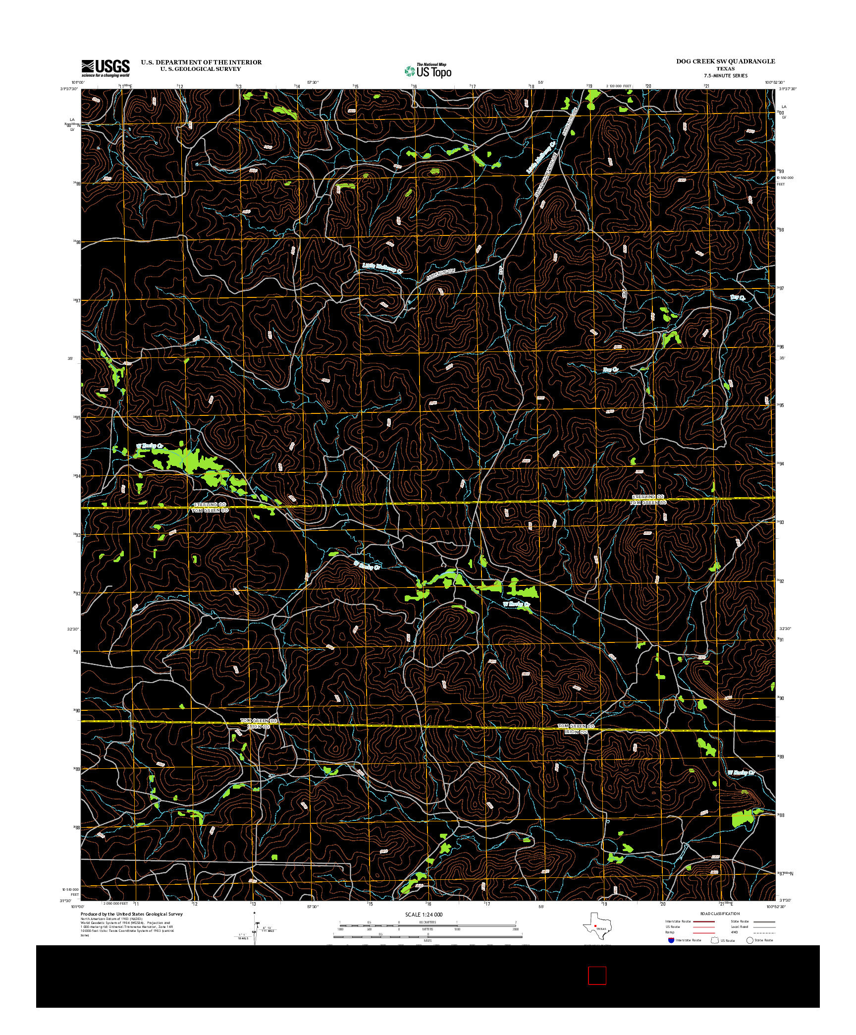 USGS US TOPO 7.5-MINUTE MAP FOR DOG CREEK SW, TX 2012