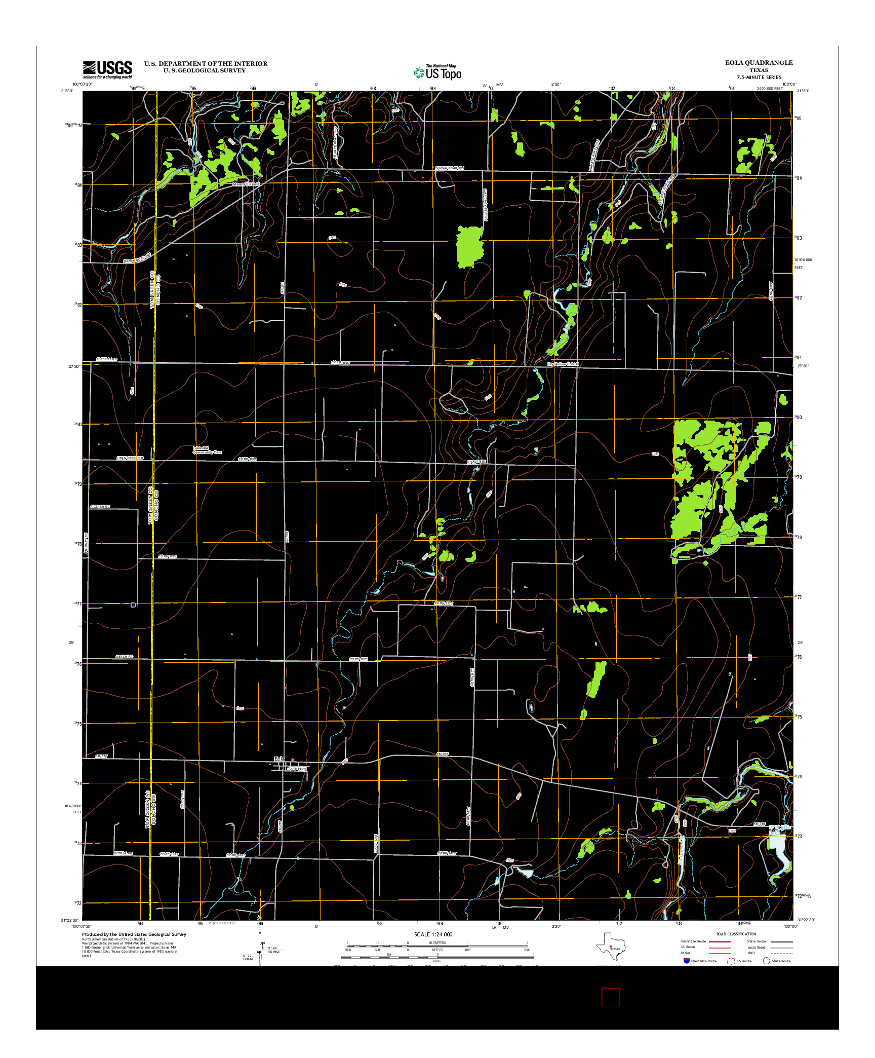 USGS US TOPO 7.5-MINUTE MAP FOR EOLA, TX 2012